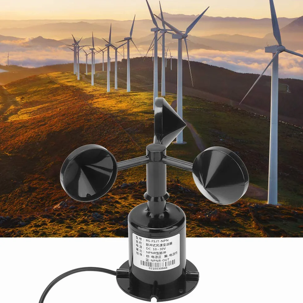 Anemómetro Transmisor de Tres Tazas 0-70M/S Policarbono Sensor de Velocidad del Viento