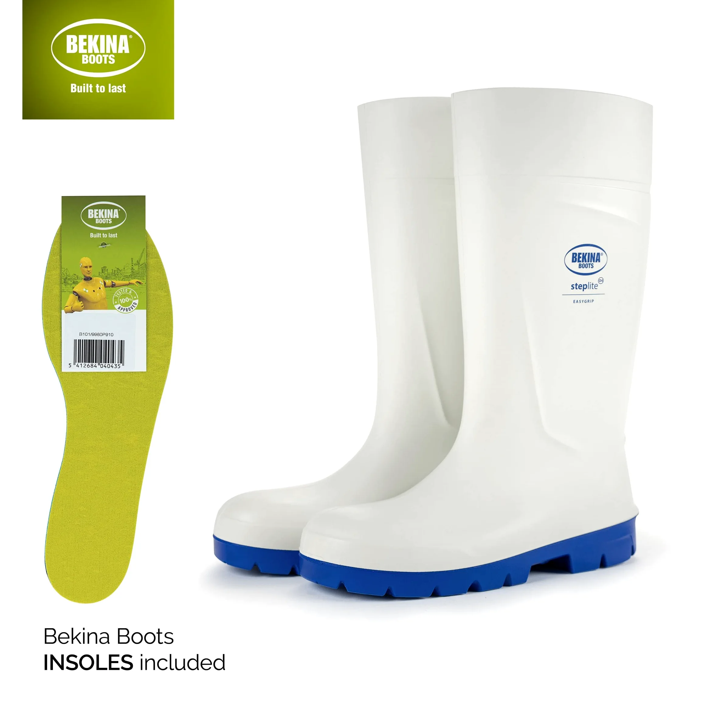 Botas de Seguridad sin Puntera de Acero para la Industria alimentaria, fáciles de Limpiar y desinfectar, Incl. Suela incrustada para pies Secos, Gran Comodidad de Uso, Blanco, EU 46