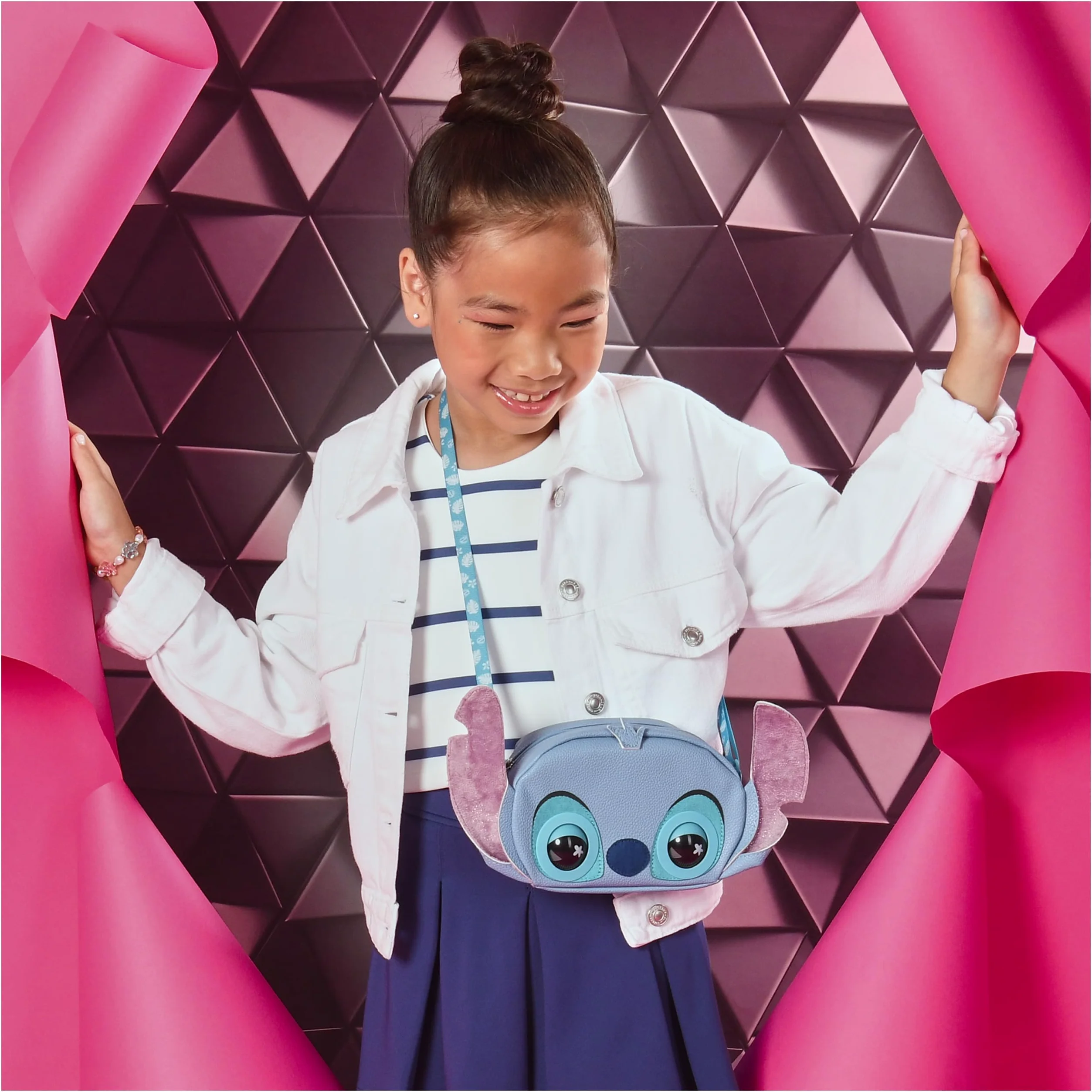 Purse Pets, Disney Stitch - Bolso interactivo para mascotas y niñas con licencia oficial, más de 30 sonidos y reacciones, bolsa cruzada, para niños