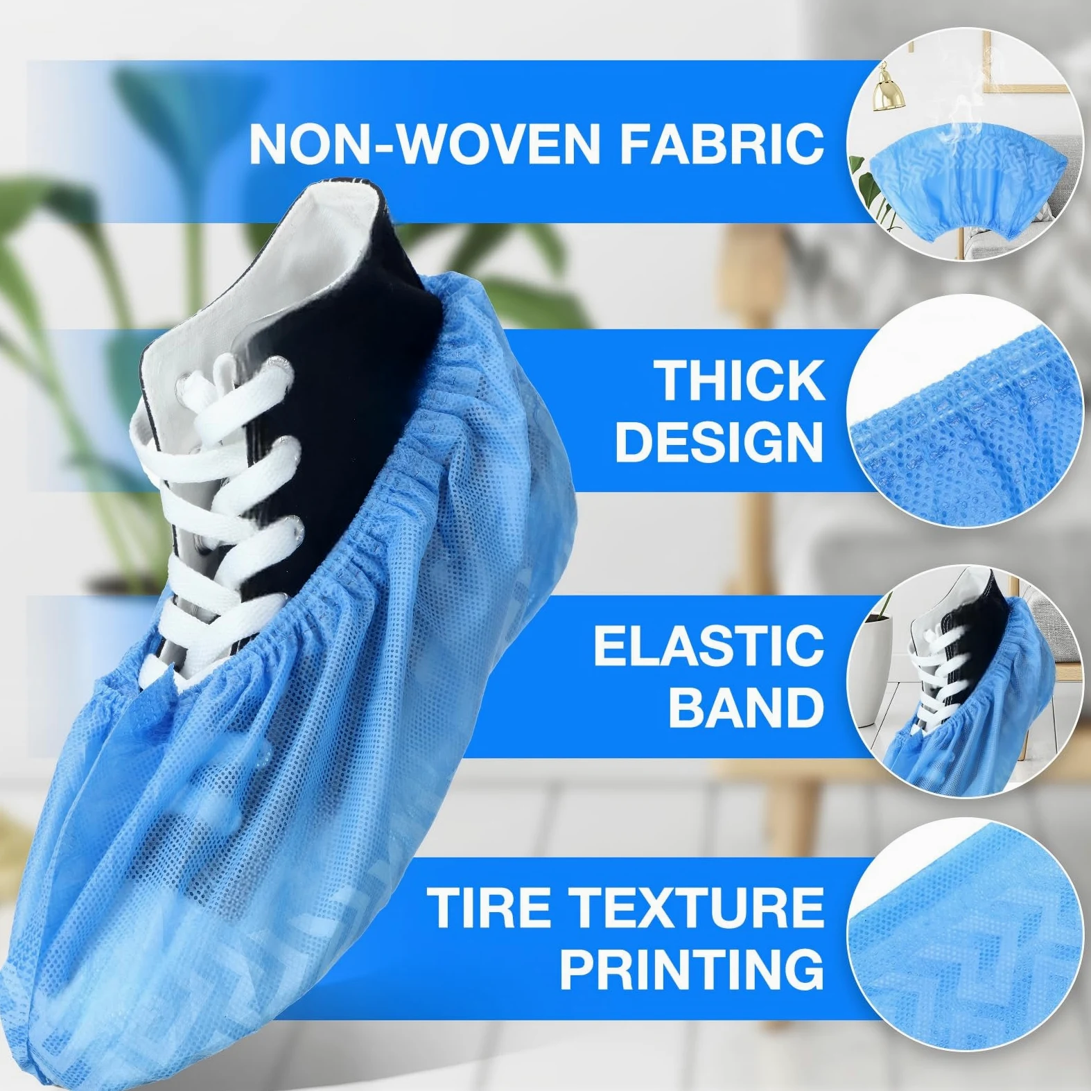 600 fundas desechables para zapatos para botas antideslizantes gruesas y extra para zapatos, fundas duraderas para botas para hombres y mujeres, prácticamente la mayoría de zapatos, color azul