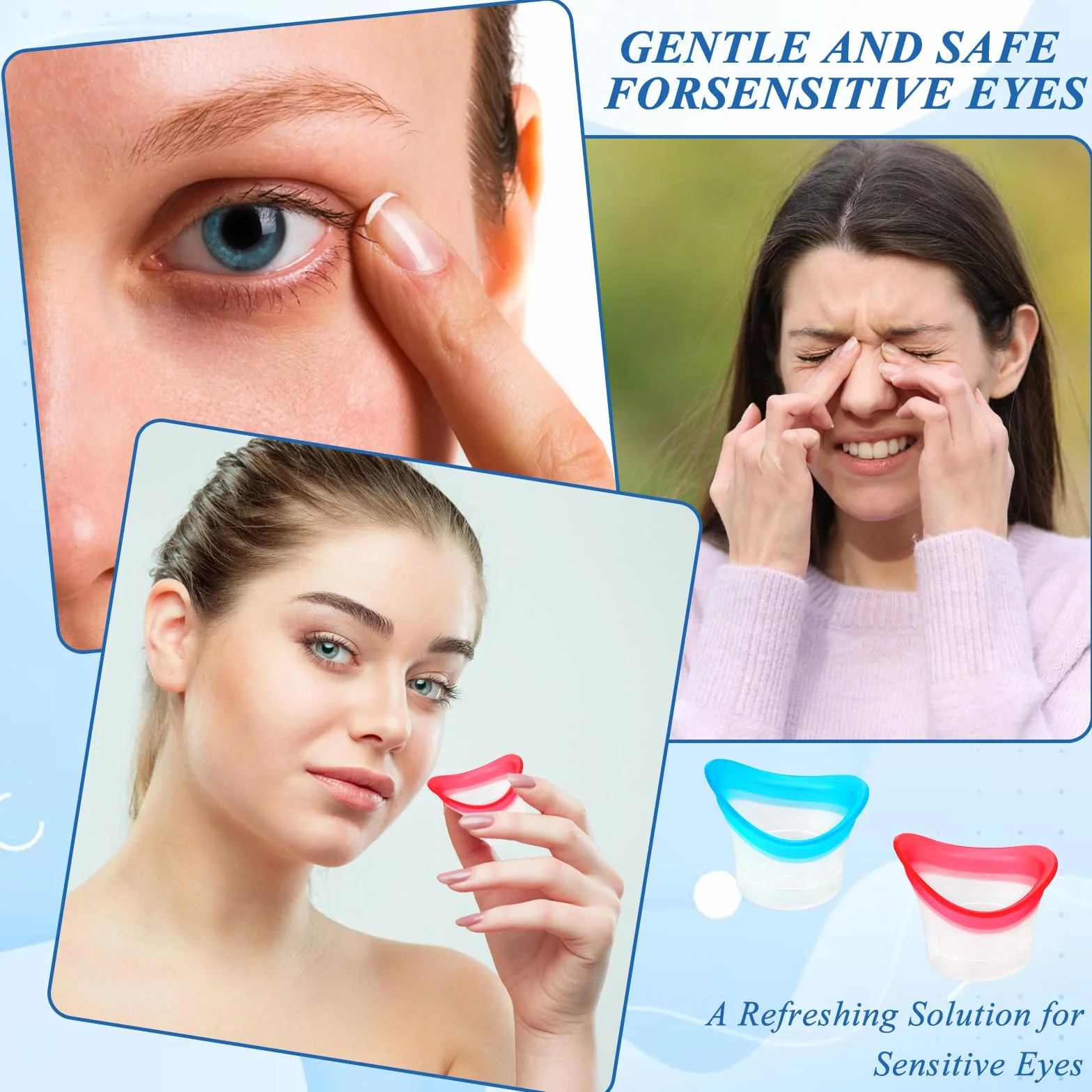 Bandeja de ducha reutilizable de silicona para lavado de ojos, 4 piezas 10ml, herramienta de limpieza portátil