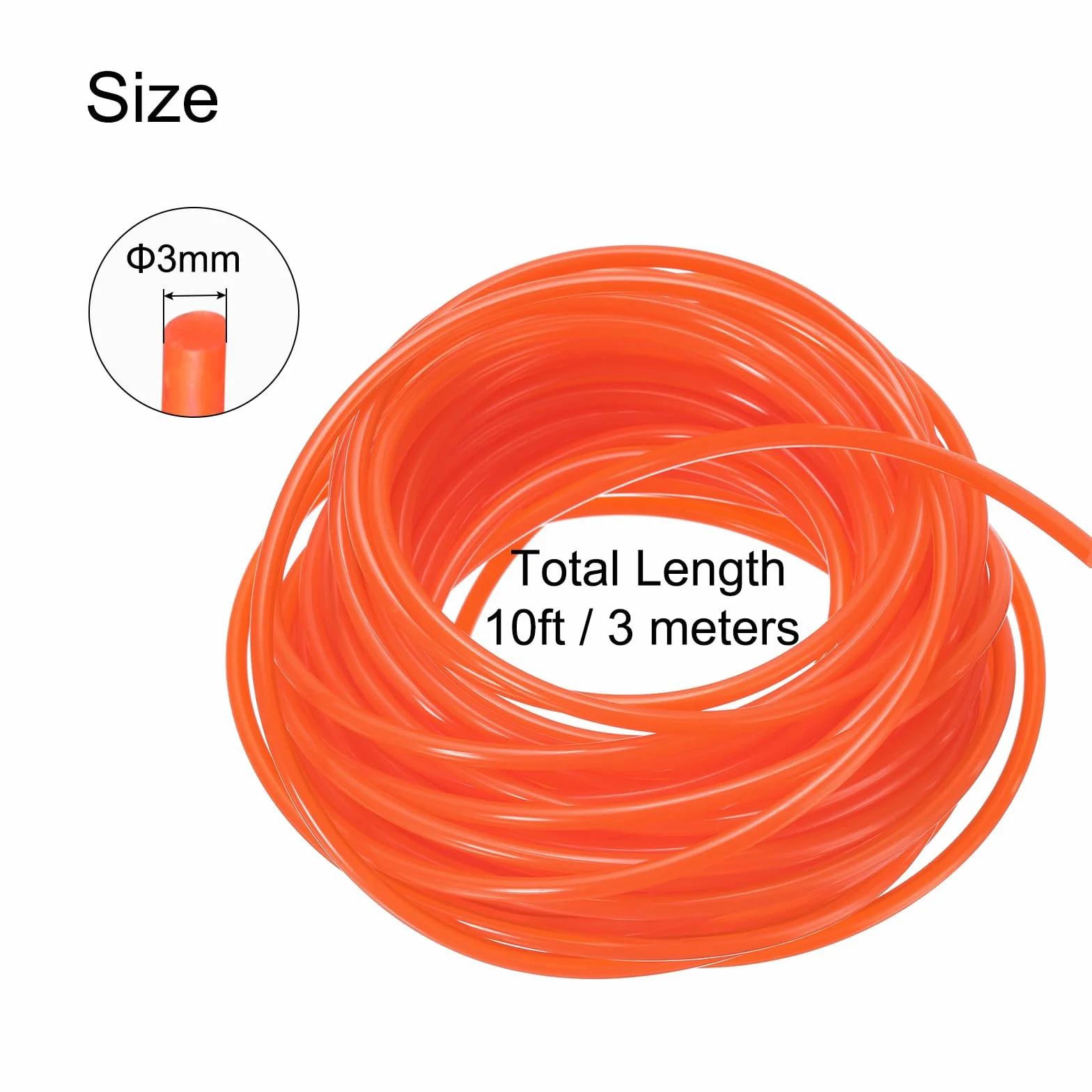 QUARKZMAN Correas Redondas de Poliuretano 3 mm 3 Metros PU para Transmisión Lisa Naranja