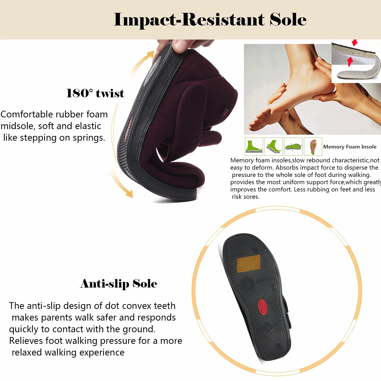 bumuam Respirable Zapatillas Zapatos,Zapatillas Ortopédicas para Diabéticos Extra Anchas para Ancianos, Cierre Ajustable para Pies Hinchados, Edema, Artritis EU 32(21.5cm/8.4in)