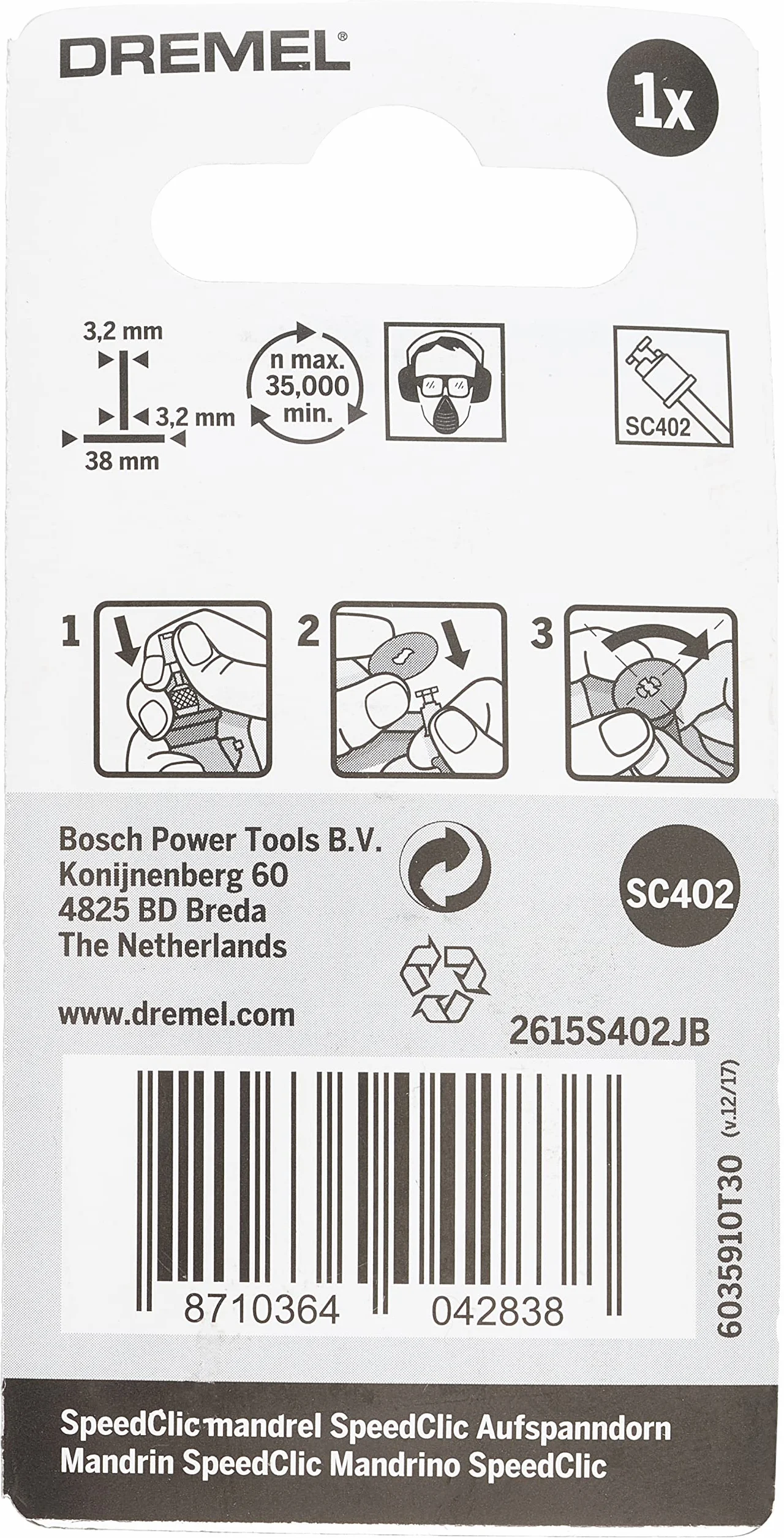 Dremel SC402 EZ SpeedClic Mandrel 3.2 mm Keyless Accessory Change