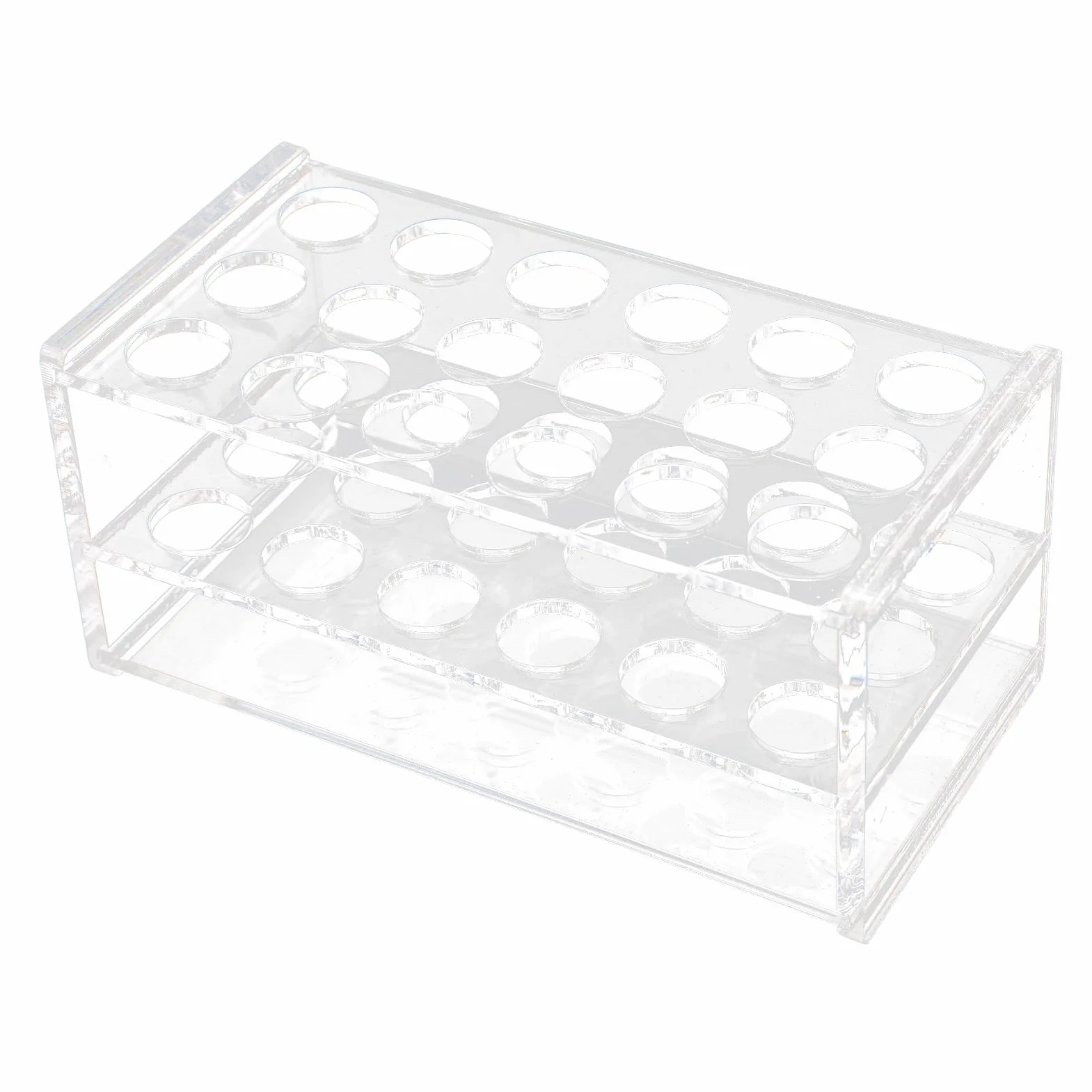 Soporte para tubos de ensayo de acrílico 18 orificios 17 mm transparente