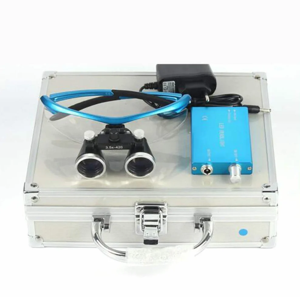 Surgery Dental Binocular Loupes 3.5X Magnifier with Light Head Lamp for Close Work