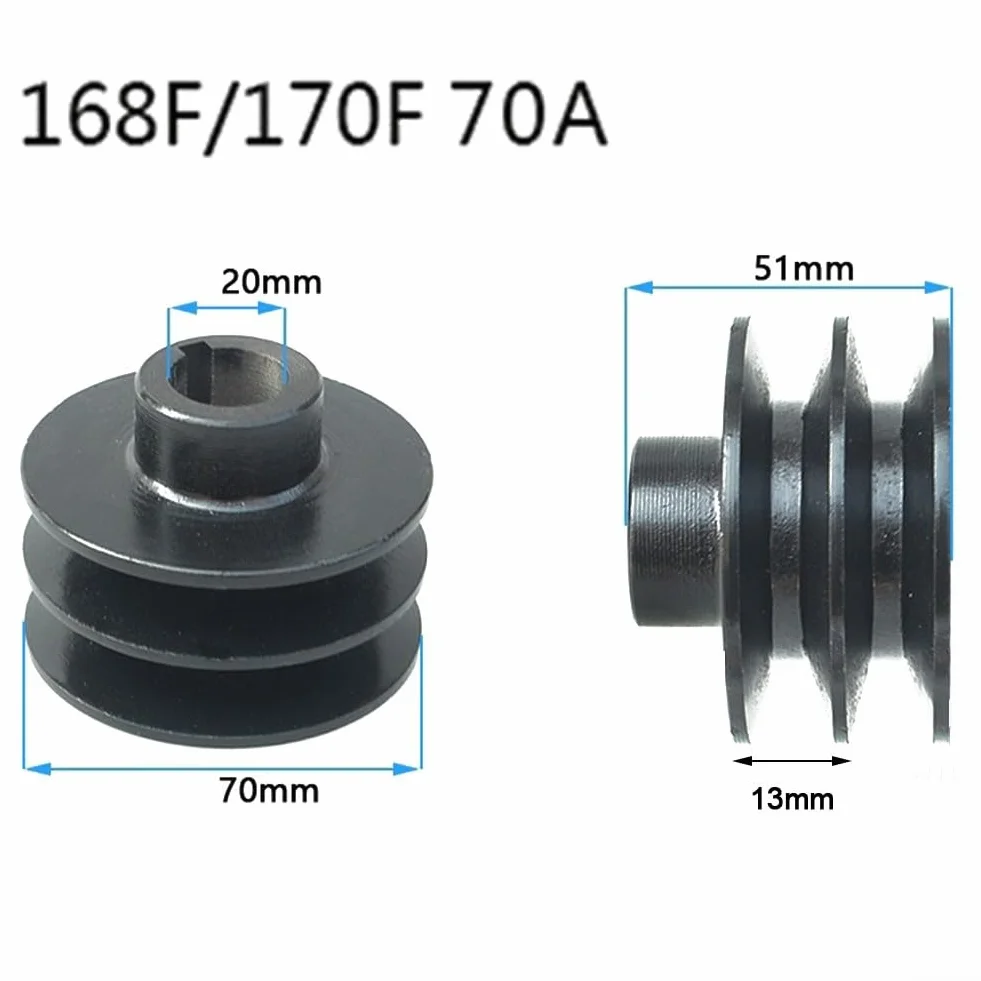 Polea de correa de doble canal 168/170F 55A 70A para motor gasolina diésel