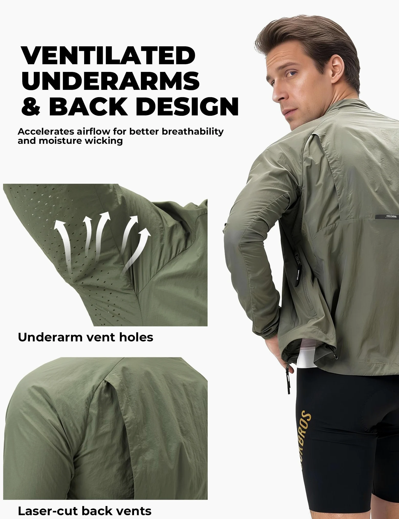 ROCKBROS Chaqueta Cortavientos para Hombre y Mujer, Ropa Deportiva Ligera Transpirable Reflectante, Plegable con Bolsillos para Ciclismo, Senderismo y Running