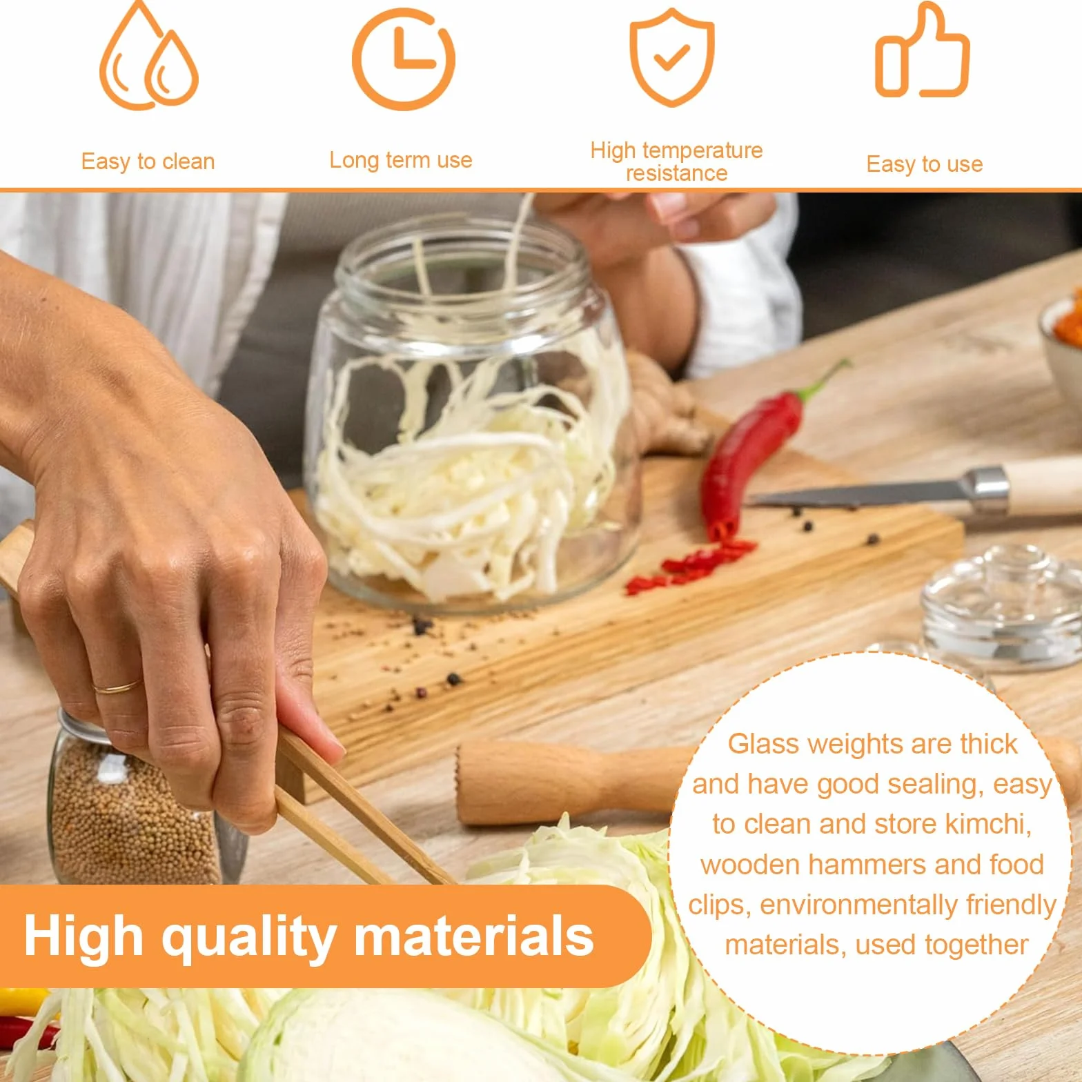 Accesorios de Fermentación, Pesas de Vidrio con Asa y Válvula para Chucrut, Kimchi