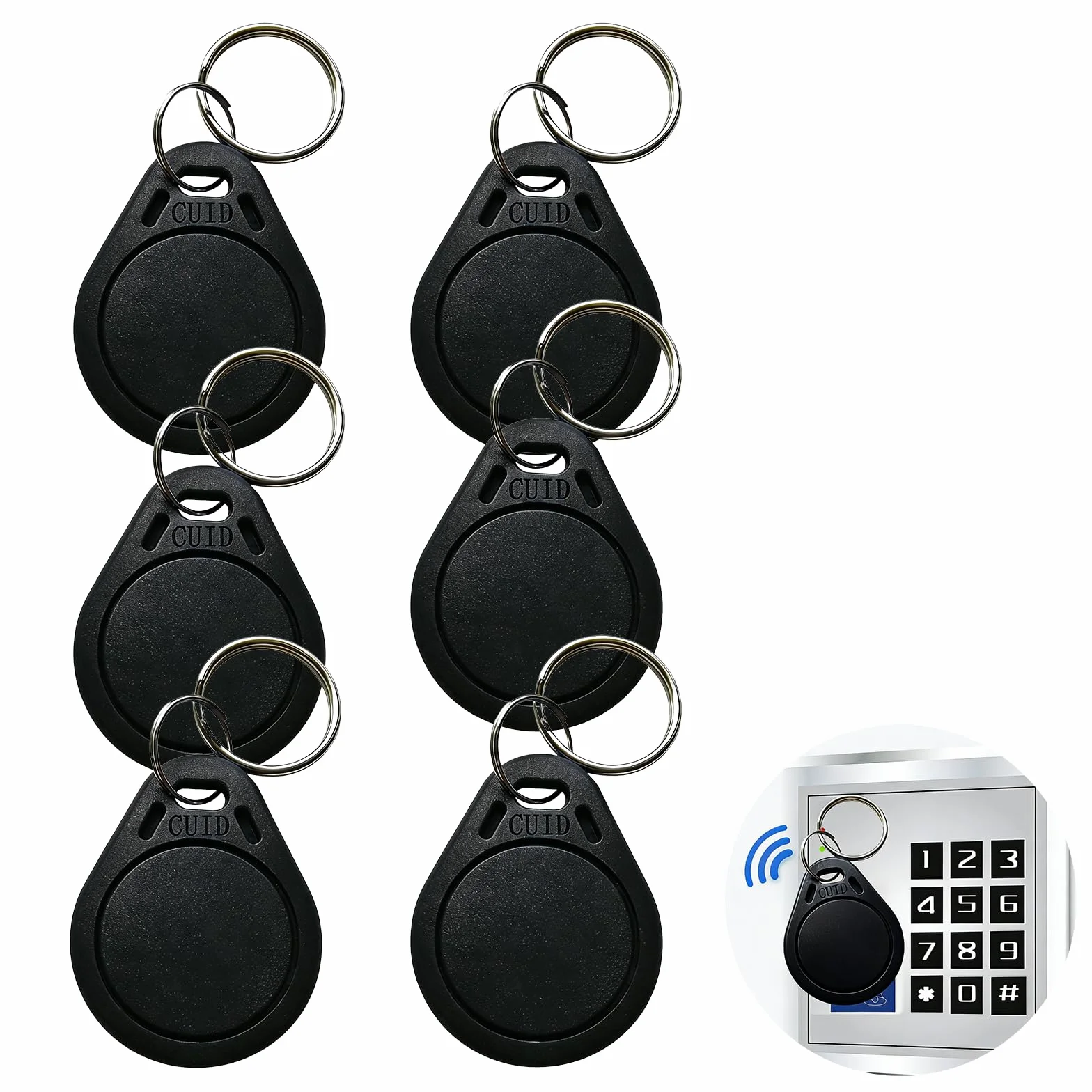 Llaveros RFID 13.56MHz CUID Programables UID Modificable Control Acceso Negro