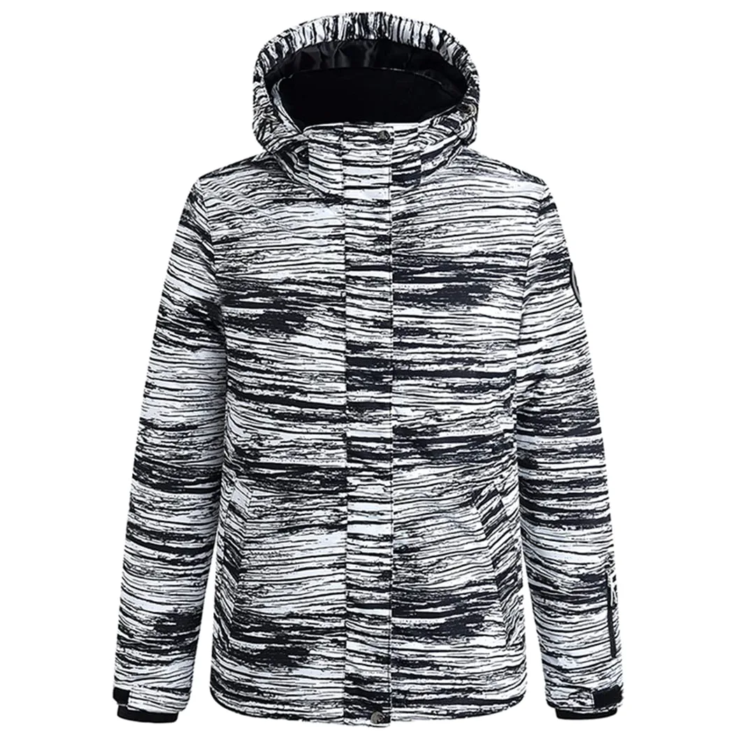 Chaqueta de esquí impermeable de montaña y pantalones a prueba de viento invierno cálido abrigo con capucha snowboard traje de nieve chaqueta de lluvia SYBLK S