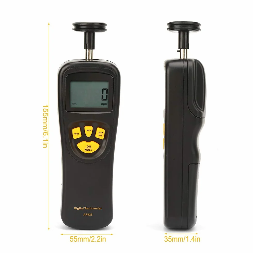 SMART SENSOR Tacómetro Digital 0.5~19999 RPM Contacto Medidor de Rotación LCD