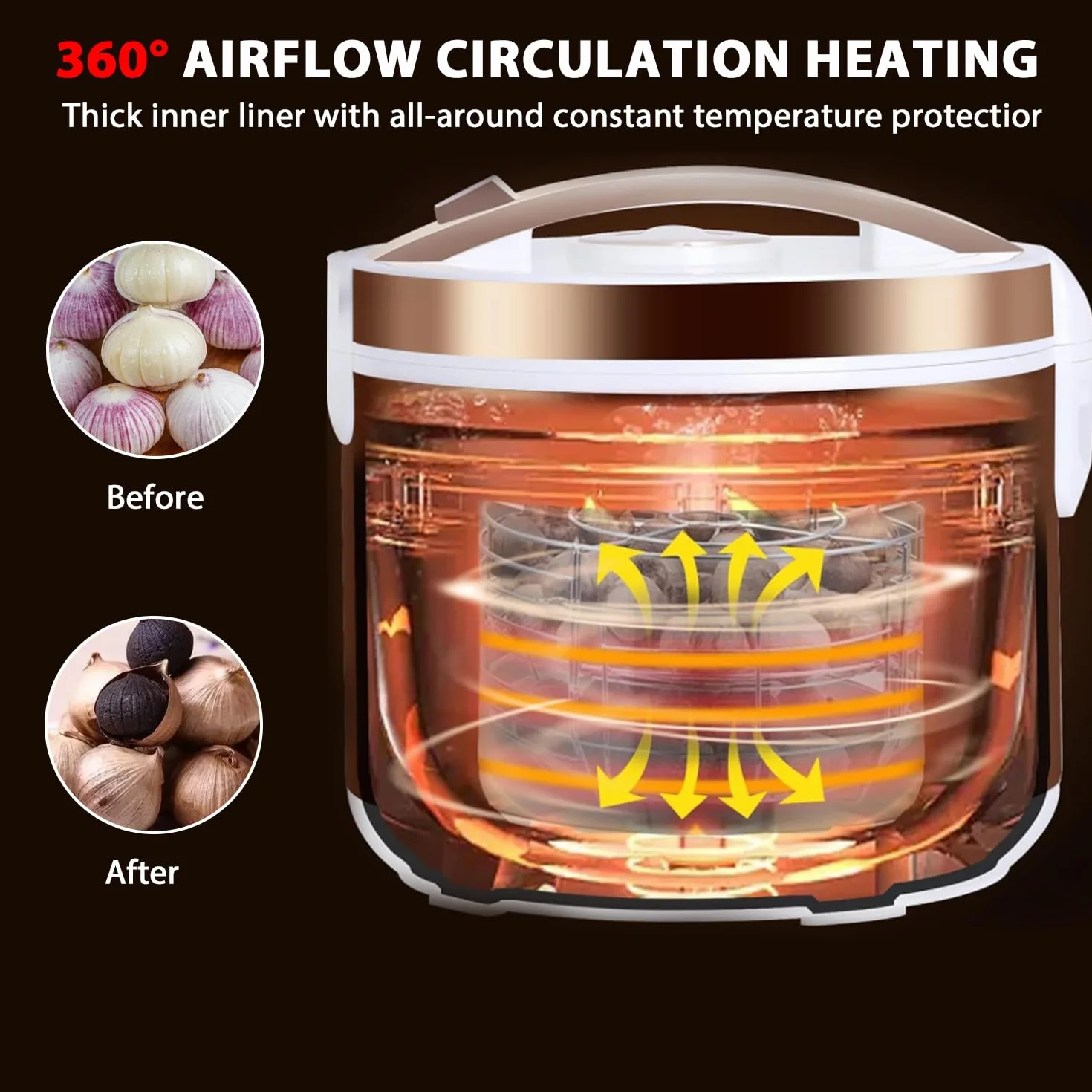 Máquina de fermentación de ajo negro 5L, fermentador de acero inoxidable 2 capas, 168h rápida