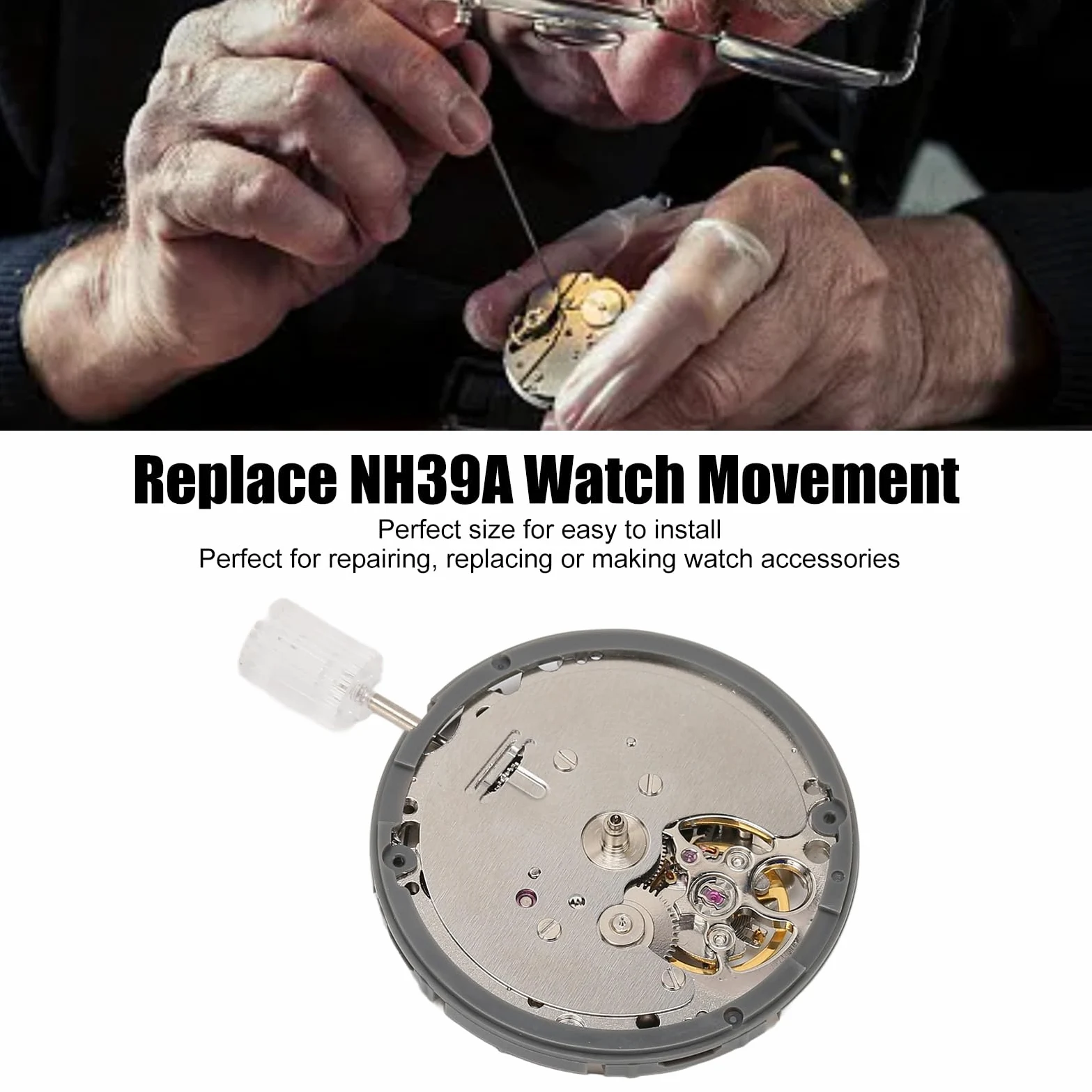 Movimiento De Reloj Mecánico Automático NH39A: Movimiento De Repuesto De Aleación De Alta Precisión con Vástago para Reparación Y Personalización De Relojes Herramientas de relojero