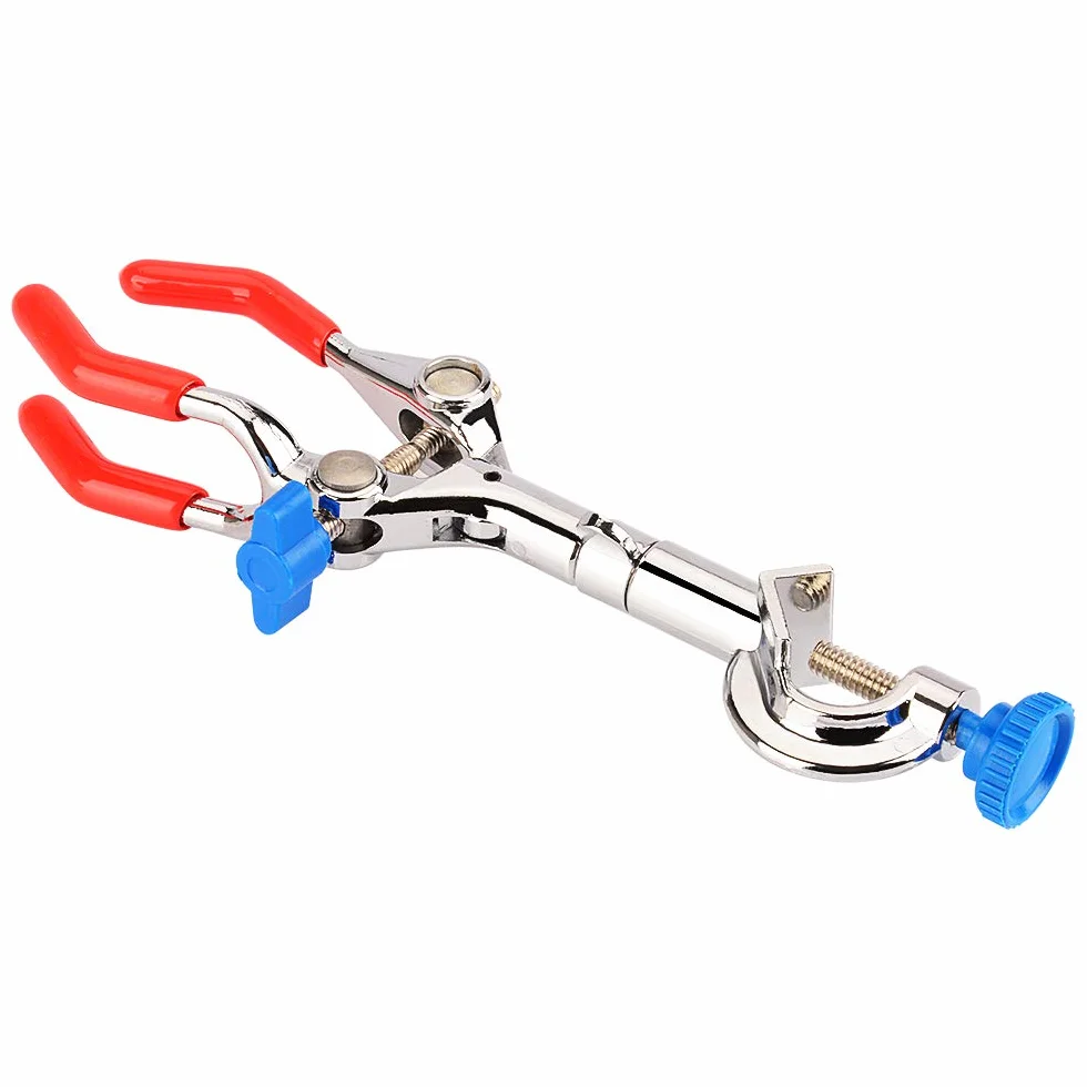 Labasics 3-Diente Abrazadera Giratoria 360 Grados de Laboratorio Swivel Clamp con Revestimiento de Goma