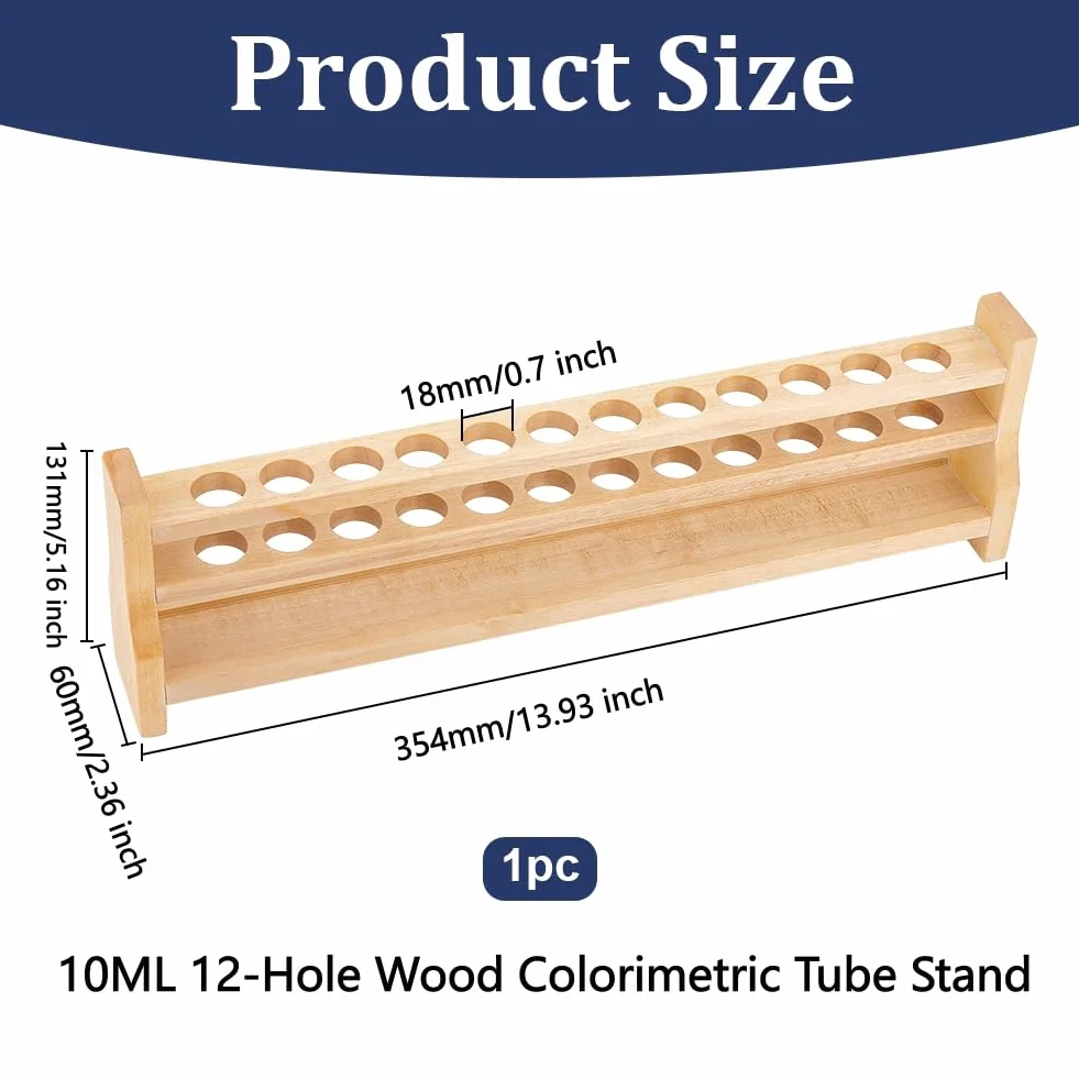 OLYCRAFT Estante para Tubos de Ensayo de Madera 12 Orificios 20ml Soportes Laboratorio Química