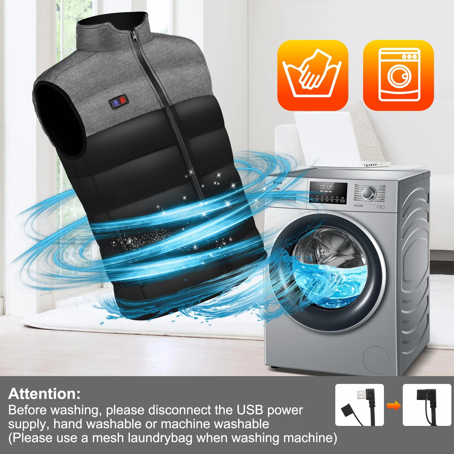 Tonfarb Chaleco Calefactable Hombre, Chaleco Termico Hombre con 4 Zonas Calefactables y 3 Niveles de Temperatura, Electrico USB Chaqueta Calefactable para Exterior, Pesca, Esquí (Batería No Incluida)