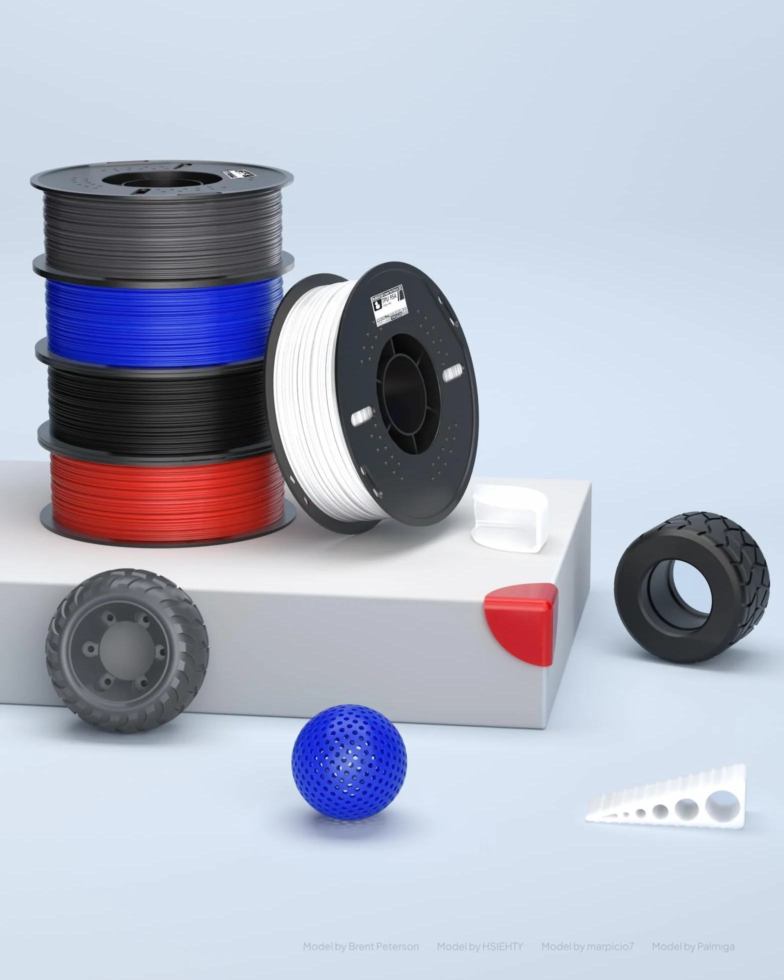 ELEGOO Filamento TPU 95A 1.75mm 1KG Negro, Filamento Flexible Suave para Impresoras 3D