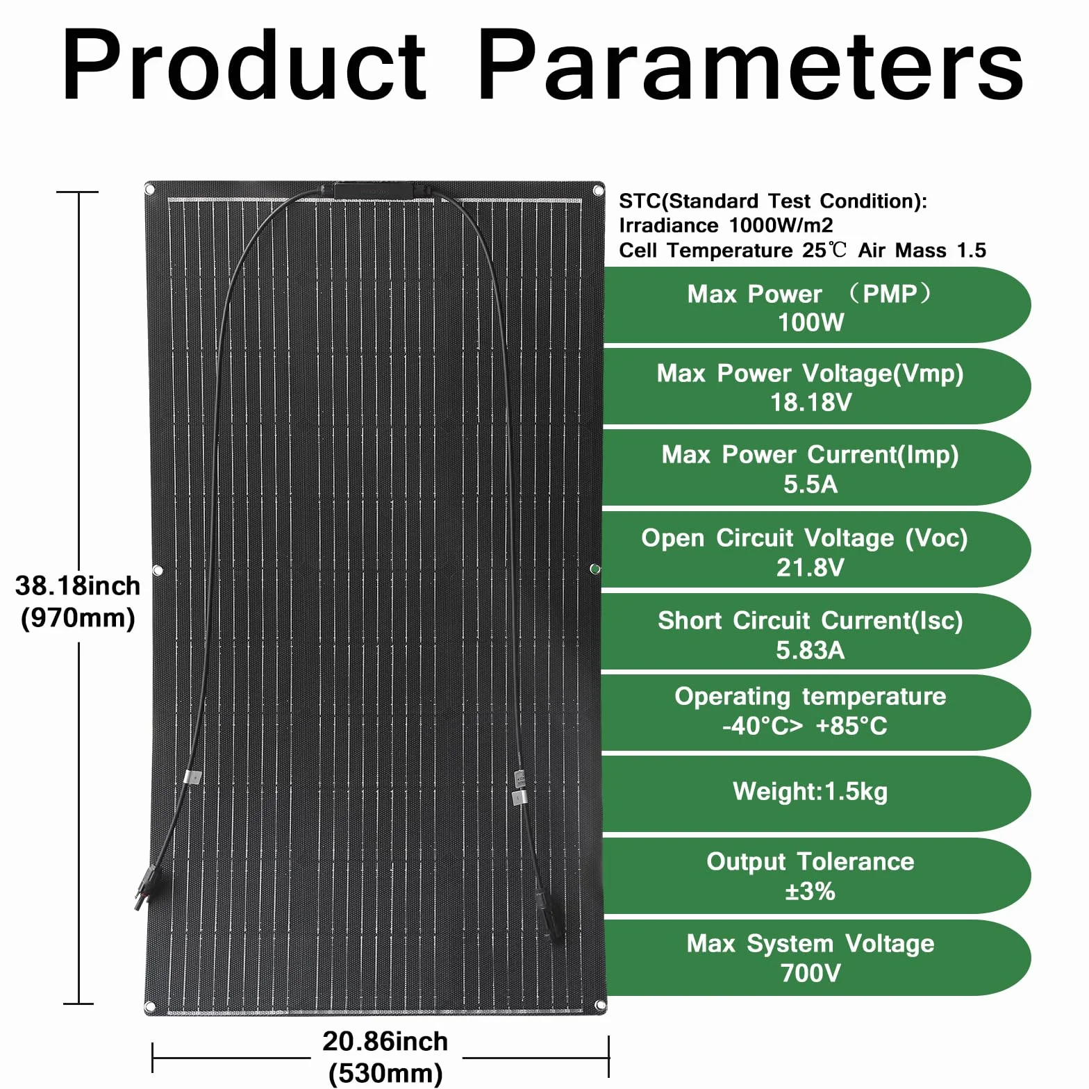 Panel Solar Flexible 100W 12V Monocristalino ETFE para Barcos y Caravanas