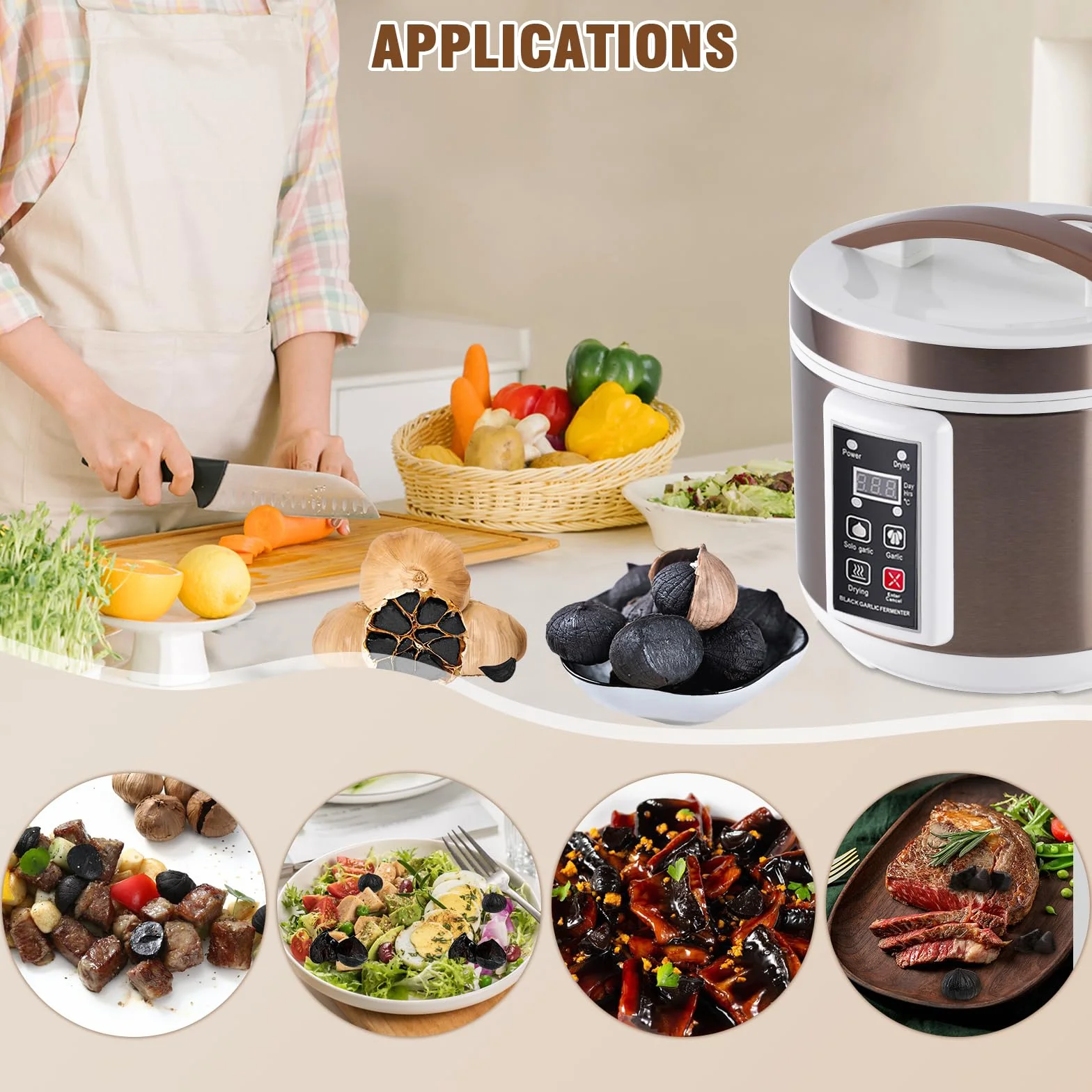YUCHENGTECH Fermentador de Ajo Negro 6L Automático Inteligente con Control de Tiempo y Temperatura