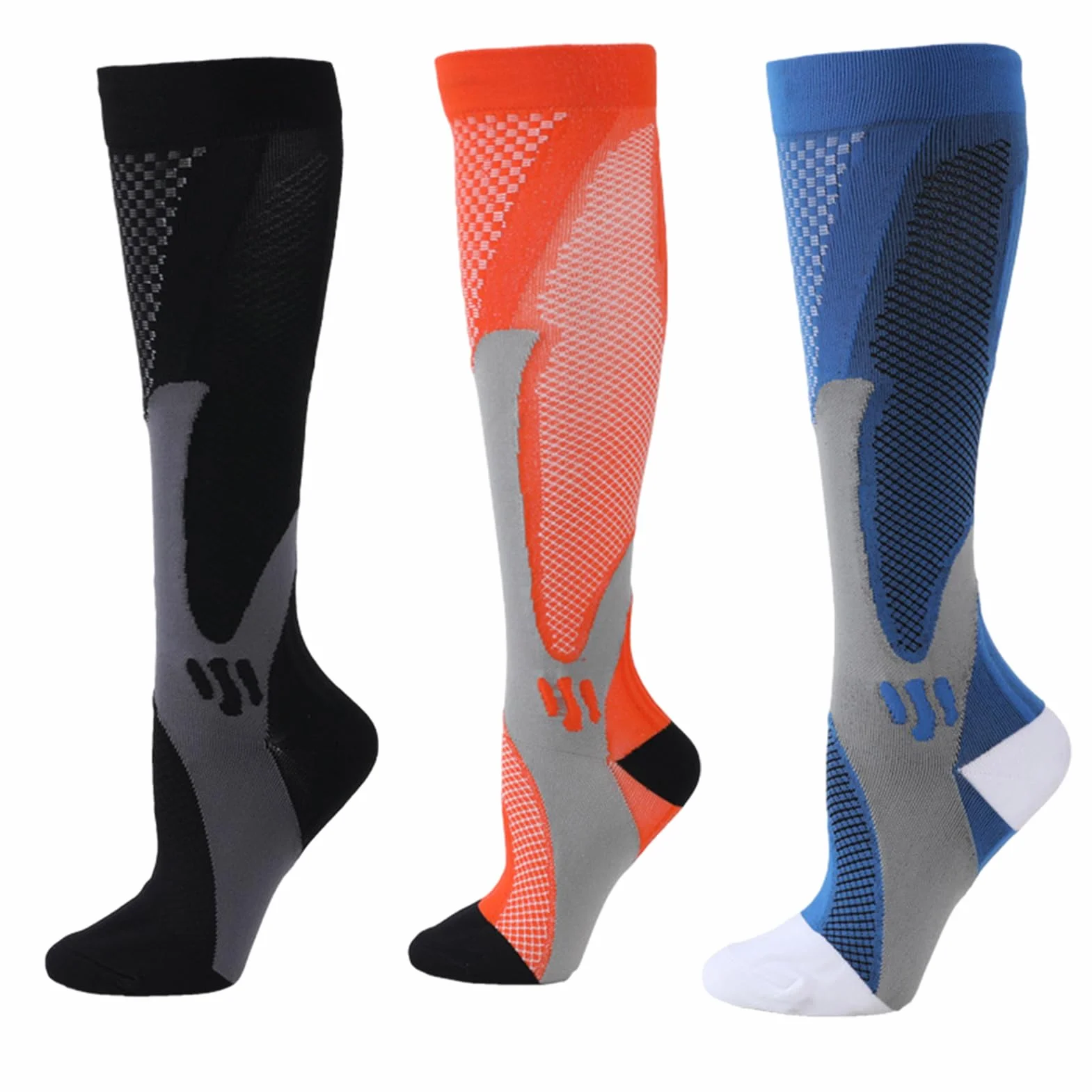 OSLEN Medias de compresión para hombre, calcetines de compresión para hombre y mujer, calcetines de compresión para deportes, vuelo, correr, viajes, ciclismo, fútbol, enfermeras, 15-20 mmHg