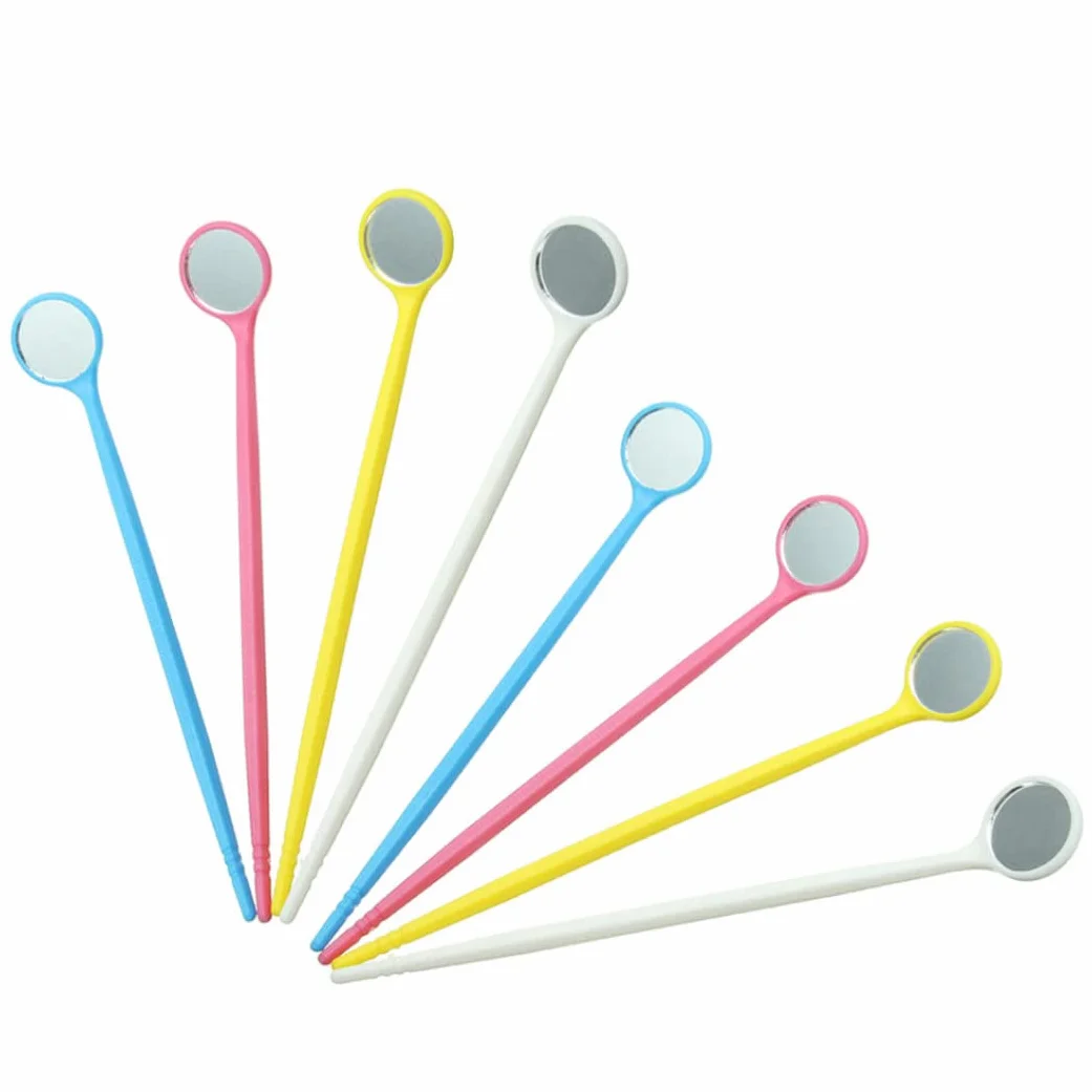 Espejo dental desechable antivaho 100 piezas mango PC herramienta ligera quitar placa dental