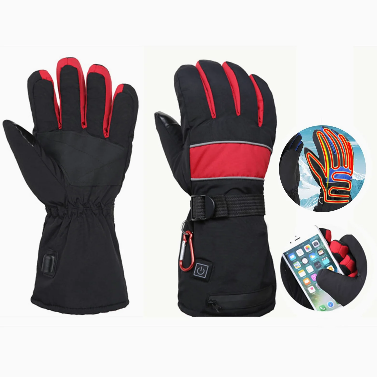 CHEWYNP Guantes térmicos para Hombres y Mujeres, Guantes térmicos para Motocicleta Pantalla táctil Impermeable Guantes térmicos de Invierno Calefacción de Doble Cara 3 Niveles de calefacci
