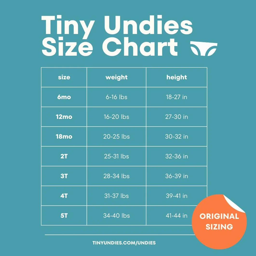 Tiny Undies ROOMIER - Ropa interior pequeña de algodón, unisex, para bebés y niños pequeños, comunicación de eliminación o entrenamiento para ir al baño, paquete de 3 (4T Bear/Learn)