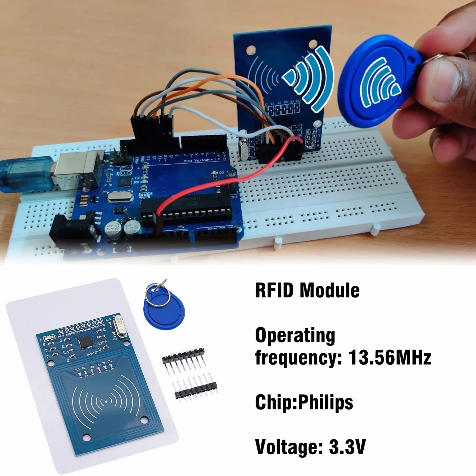 Kit RFID 2 Piezas Módulo Sensor Tarjeta IC 13,56MHz Compatible con Arduino
