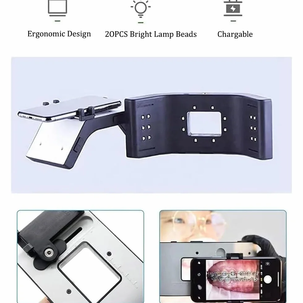 Luz para Fotografía Dental LED 6000-6500K Brillo Ajustable con Soporte Universal
