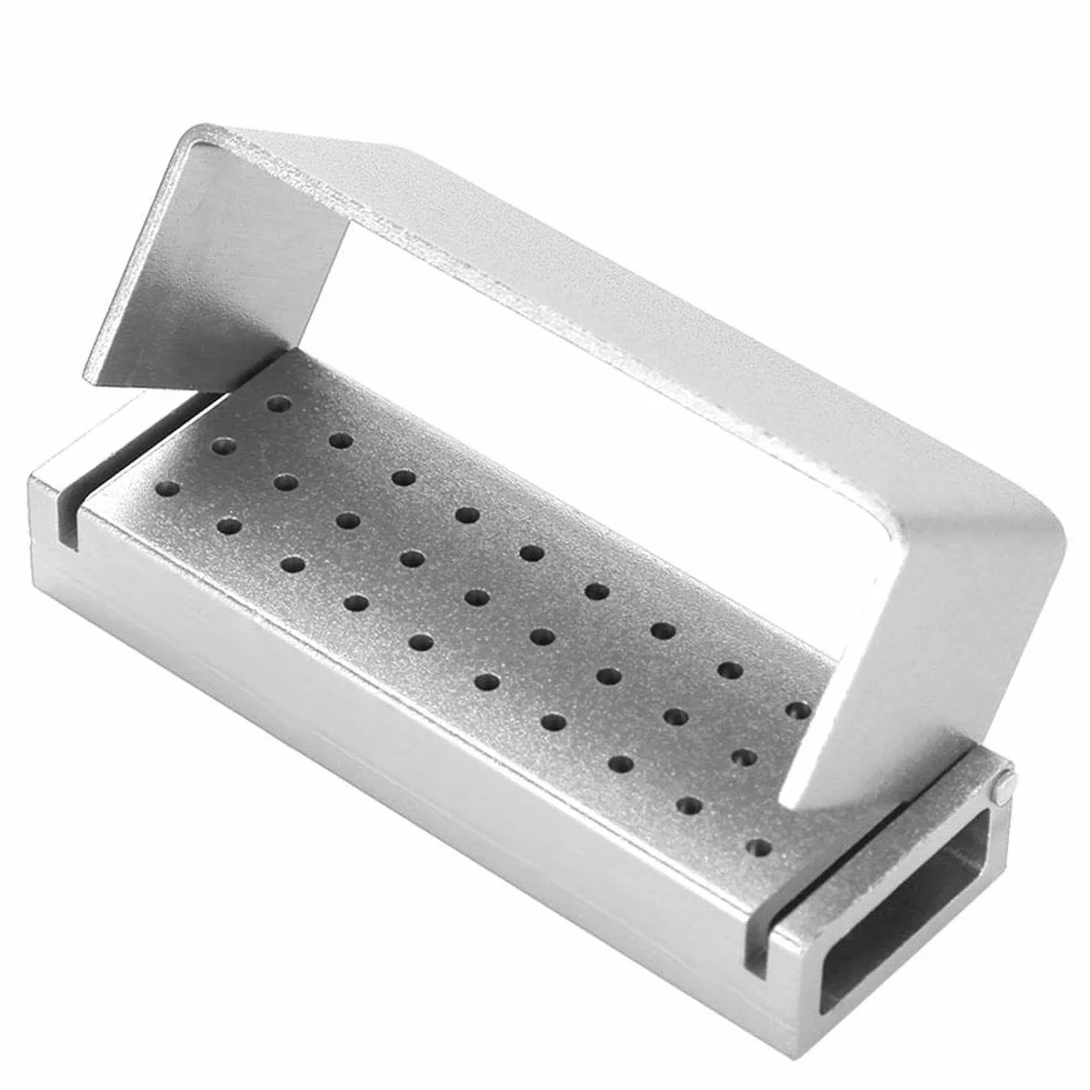 Caja de desinfección dental aluminio 30 agujeros Portafresas autoclavable