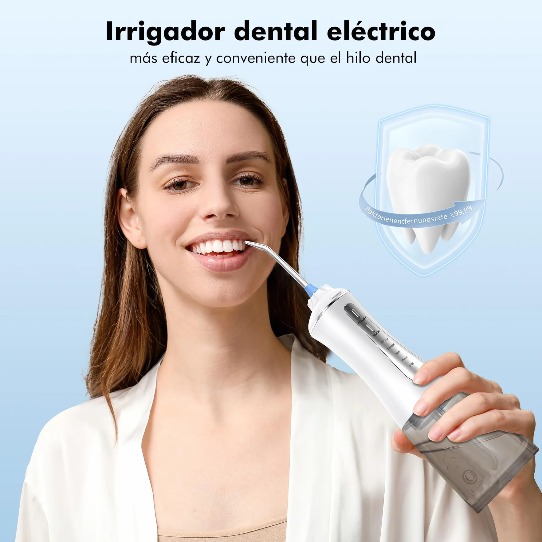 Irrigador Dental Portatil Profesional Inalámbrico 5 Boquillas 4 Modos IPX7 USB-C Recargable