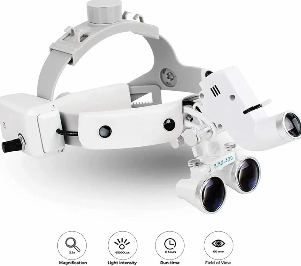 Lupas quirúrgicas 3.5X420mm LED faro portátil dental