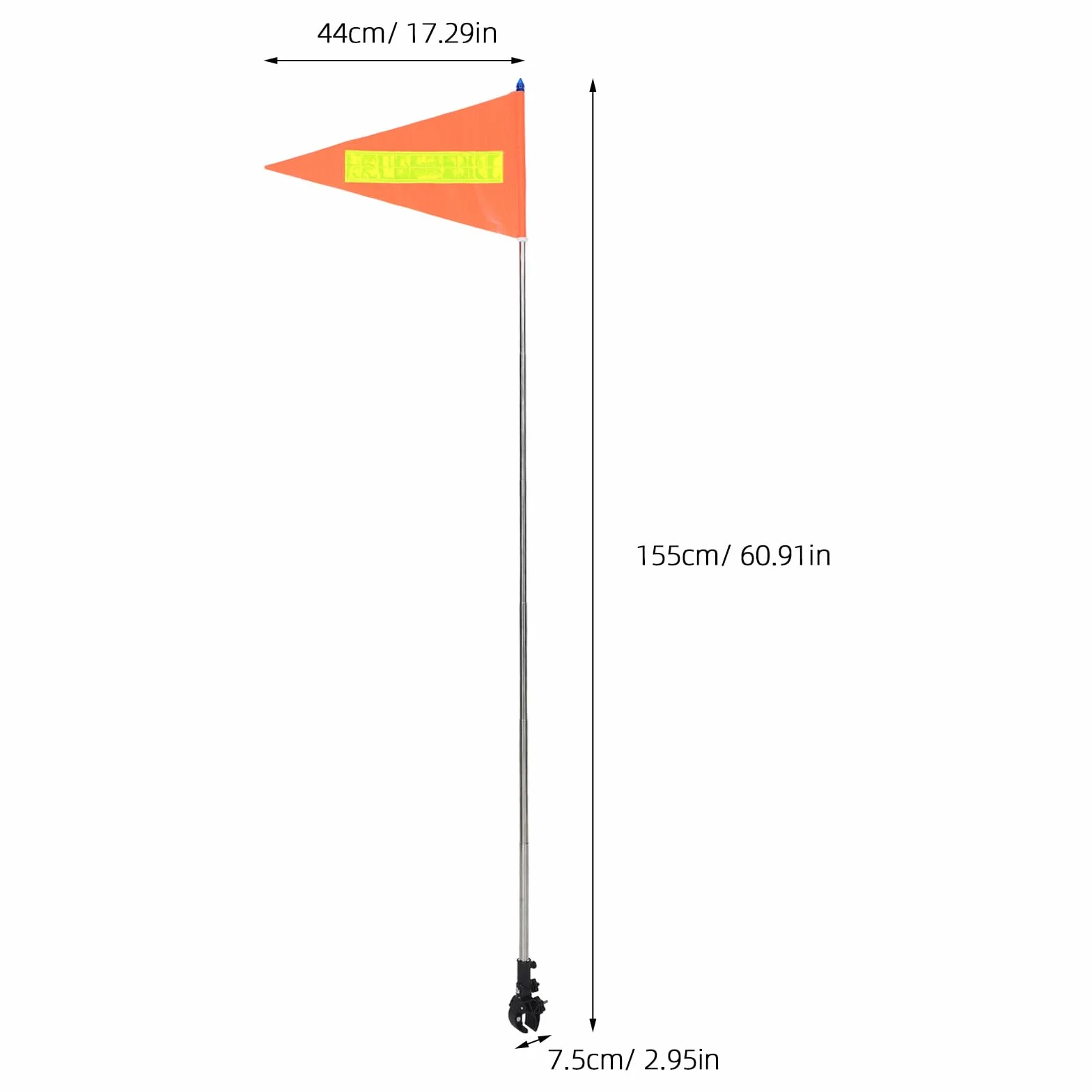 Bandera de seguridad para sillas de ruedas con tira reflectante, mástil telescópico ajustable 1,5 m