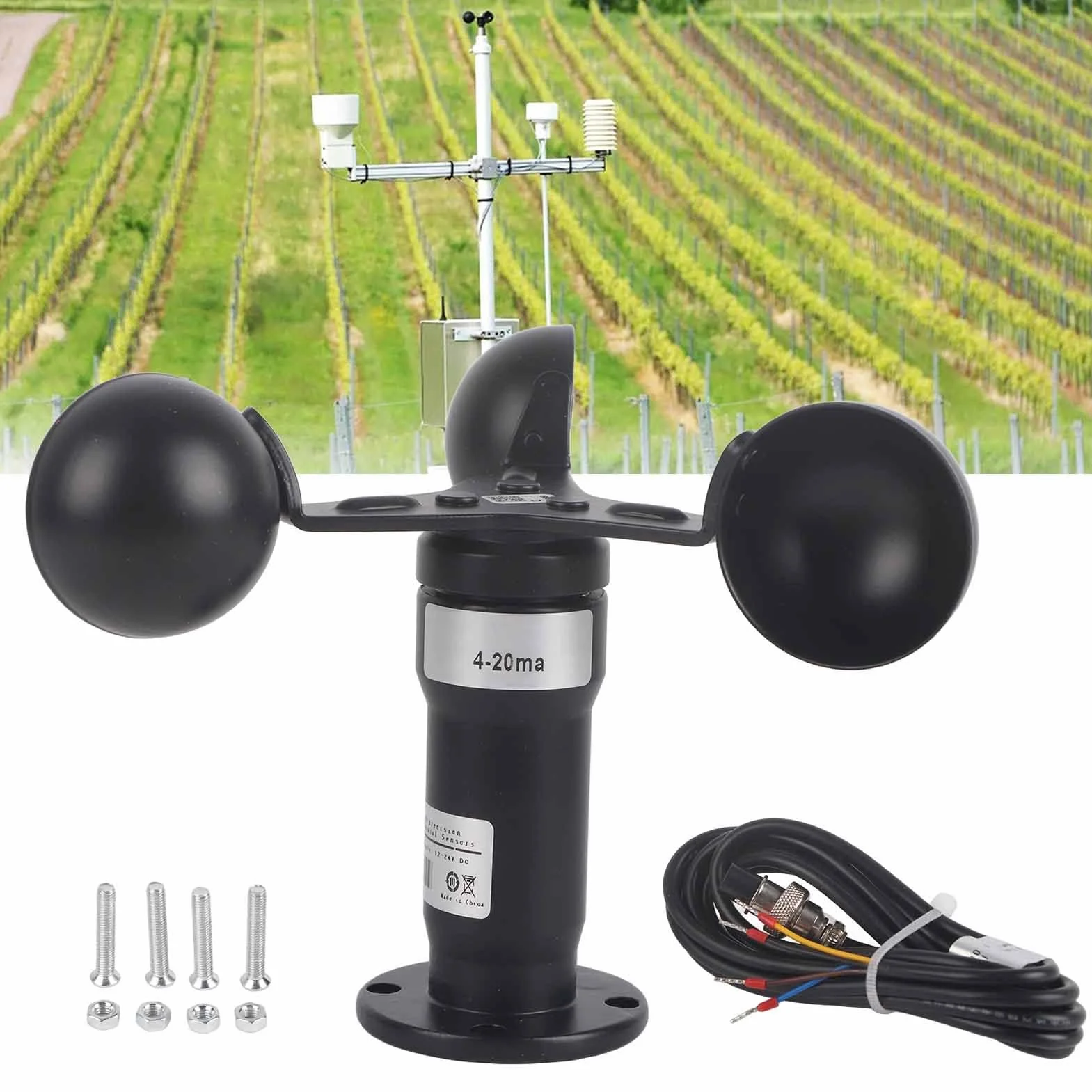 Anemómetro Sensor de velocidad del viento 4-20 mA Aleación de aluminio Detector de velocidad del viento