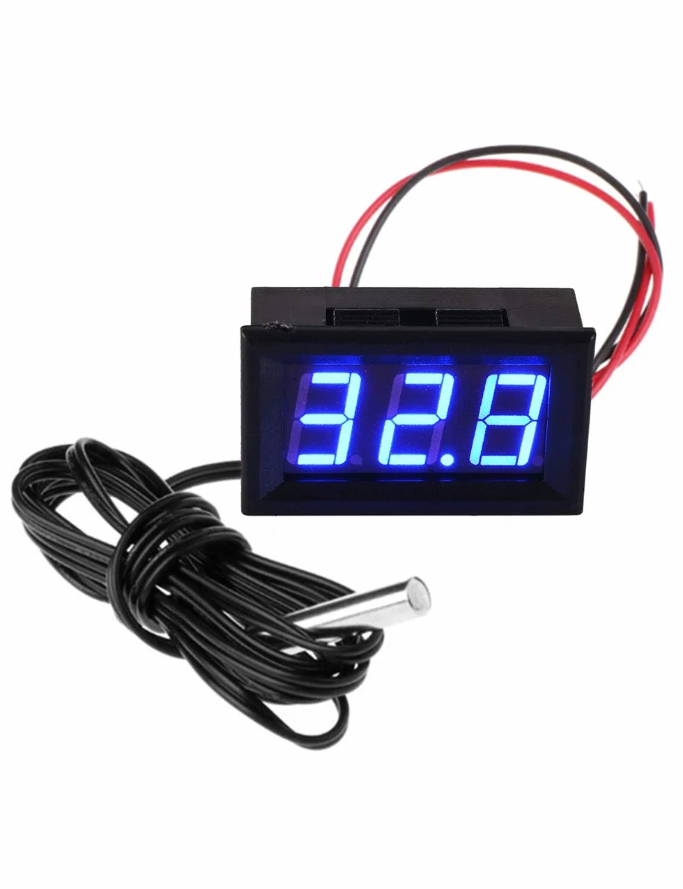 Termómetro Digital 12V con Sonda LED para Congelador Refrigerador Acuario, Azul
