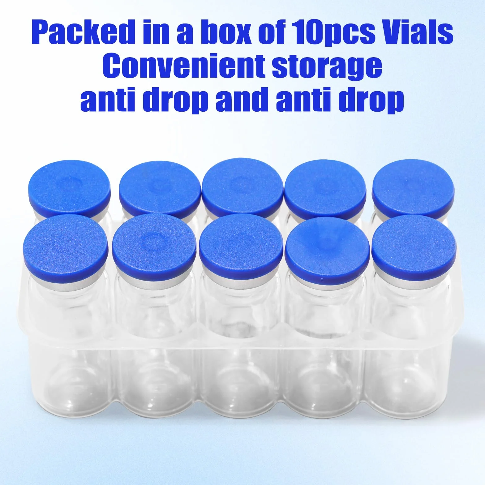Viales de cristal estériles 2 ml con tapas y goma, envases de almacenamiento de muestras líquidas (50 unidades)