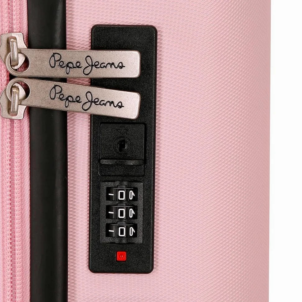 Pepe Jeans Aris Maleta de Cabina Rosa Claro 40x55x20 cm Rígida ABS Cierre de combinación Integrado 37L 2,6kg 4 Ruedas Dobles Extensible Equipaje de Mano by Joumma Bags