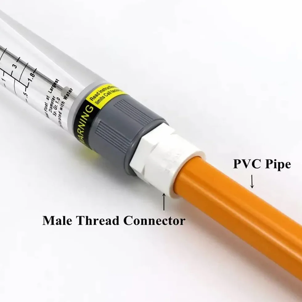 Caudalímetro LZM-15G Rotámetro tubo acrílico 0.5-5 GPM 1.8-18 LPM rosca interna 1/2 pulgada