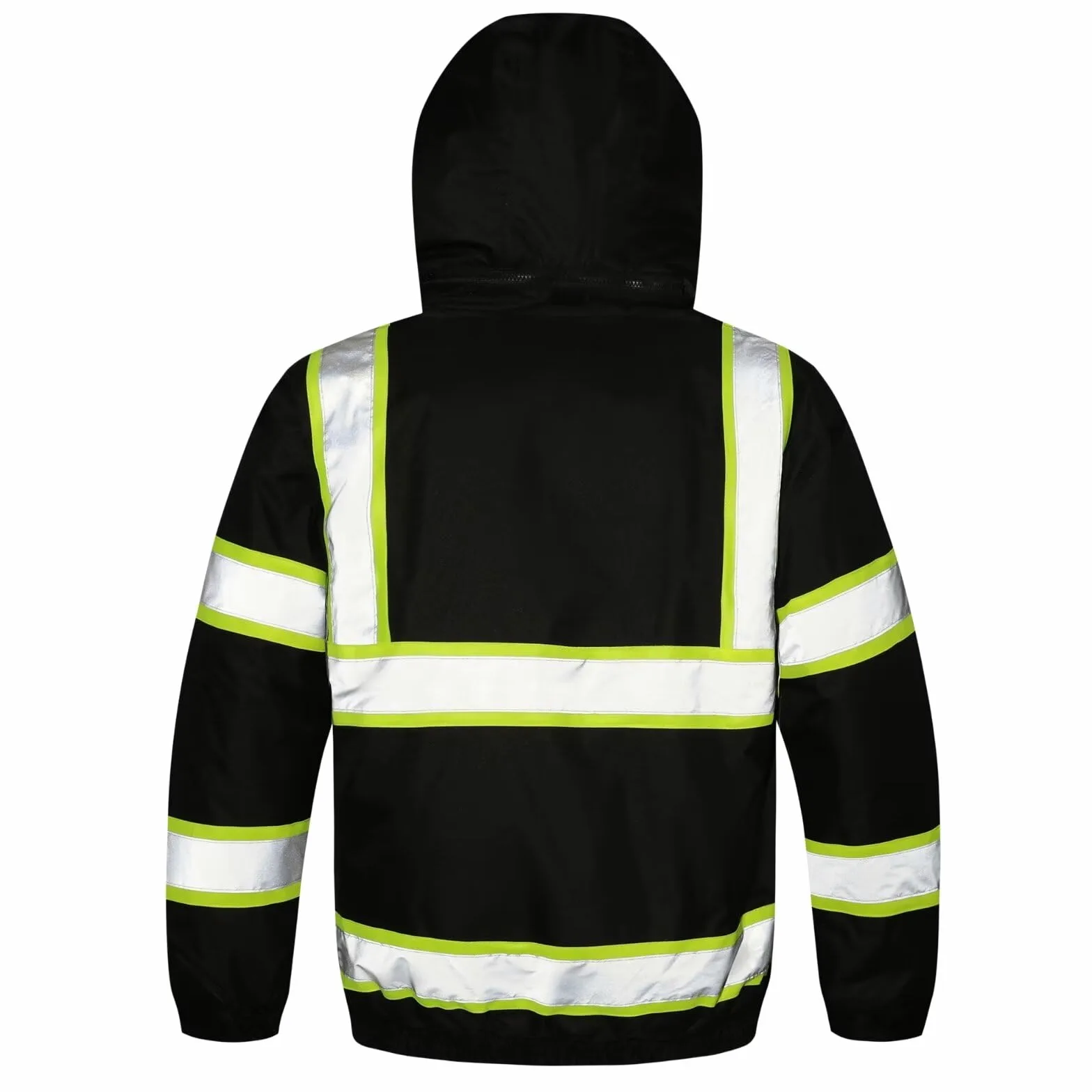 Sudadera con capucha de alta visibilidad para hombre, chamarra de seguridad reflectante con cierre para hombre y mujer, parka aislada para construcción y trabajo