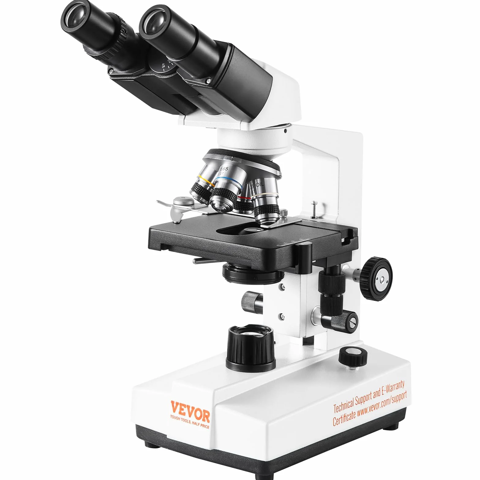 VEVOR Microscopio Compuesto Binocular 40X-2500X 6 Configuraciones Biológico Enfoque Grueso y Fino Etapa 2 Capas