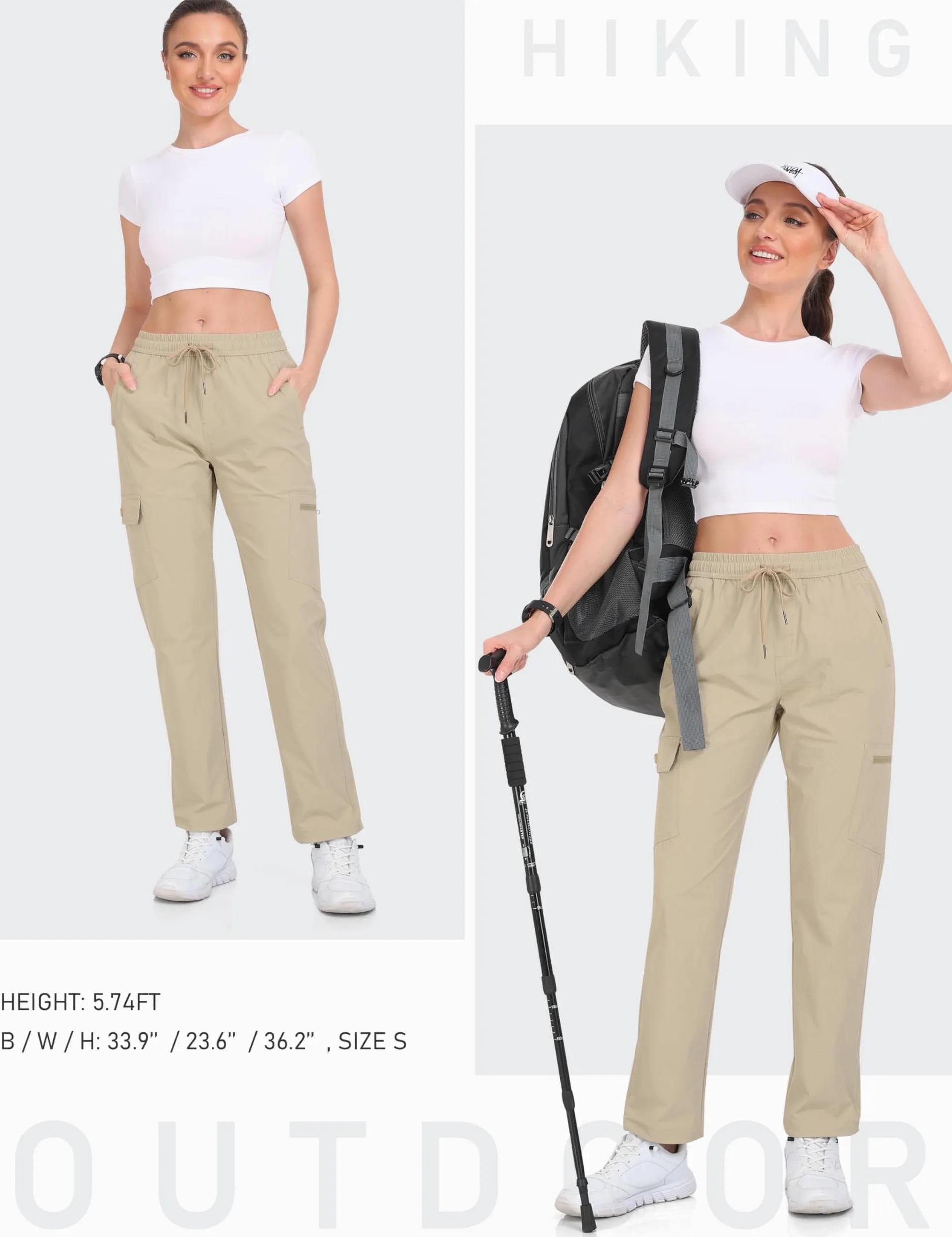 JINSHI Pantalones Senderismo Mujer Pantalón Cargo Trekking Joggers Verano Ligero Impermeable Pantalones Aire Libre Montaña Acampada Ocio Deportes