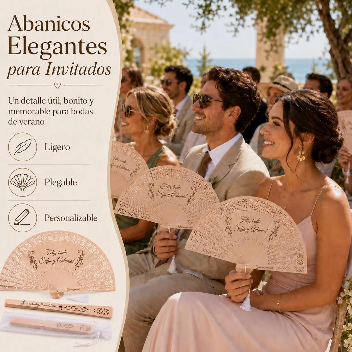 100pcs Abanicos Boda para Invitados Personalizados, Abanicos de Madera para Bodas con Nombre o Texto, para Recuerdos para Invitados, Decoraciones para Fiestas Y Diversas Actuaciones