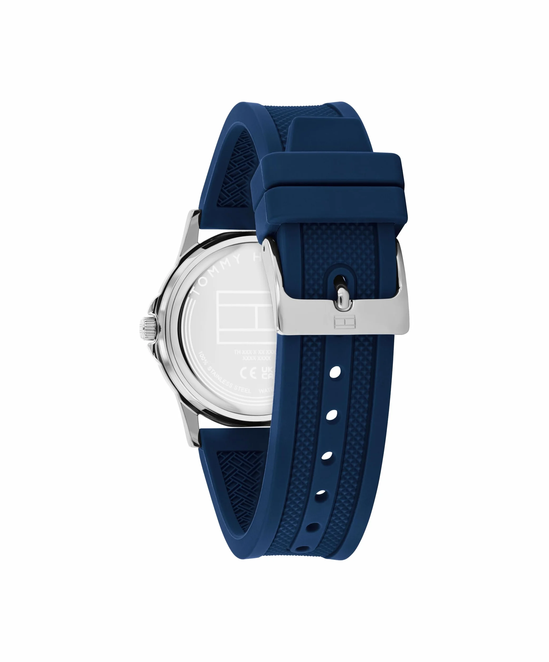 Tommy Hilfiger Reloj Cuarzo Tres Manecillas Jóvenes Correa Acero Inoxidable Silicona Plateado Azul Rosa Negro