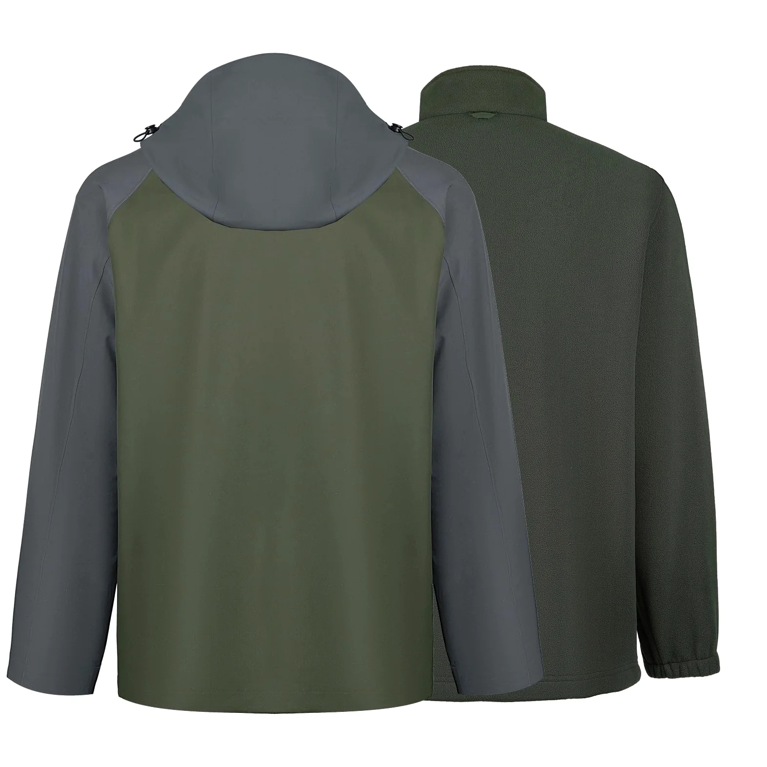 WORK IDEA Chaqueta 3 en 1 para hombre, resistente al agua (columna de agua de 10000 mm), transpirable, resistente al viento con capucha y forro polar interior, chaqueta funcional para senderismo