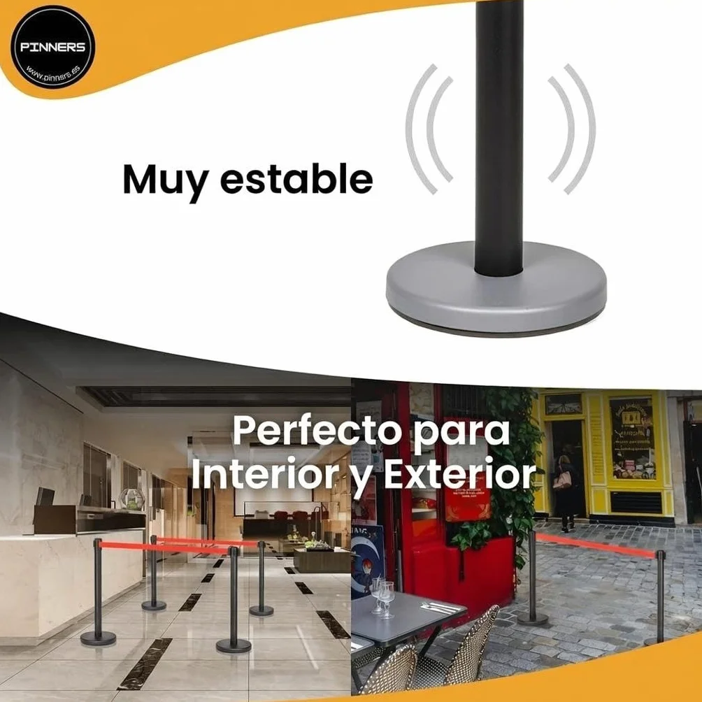 Poste Separador Cinta Extensible 3 m (2 szt.) - Cinta Delimitadora, Cinta Prohibido el Paso, Barrera Extensible