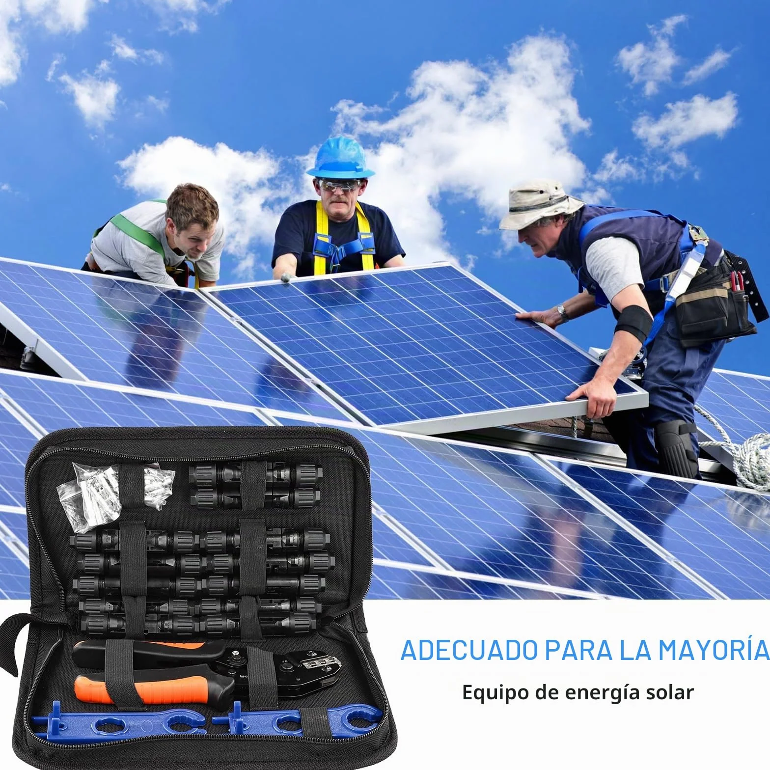 Juego de Herramientas de Crimpado Solar 2,5/4/6 mm², 12 pares Conectores Macho Hembra, Alicate de Engaste