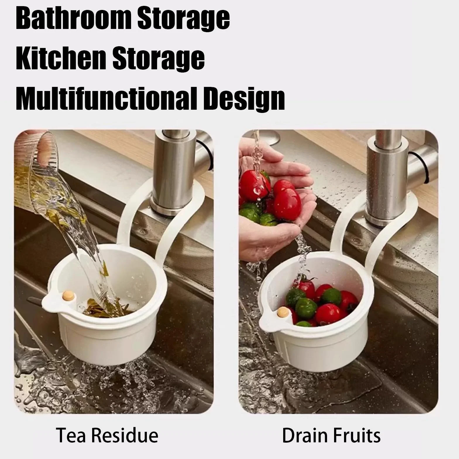 Colador de cesta para fregadero, filtro de drenaje de alimentos colgante multiuso