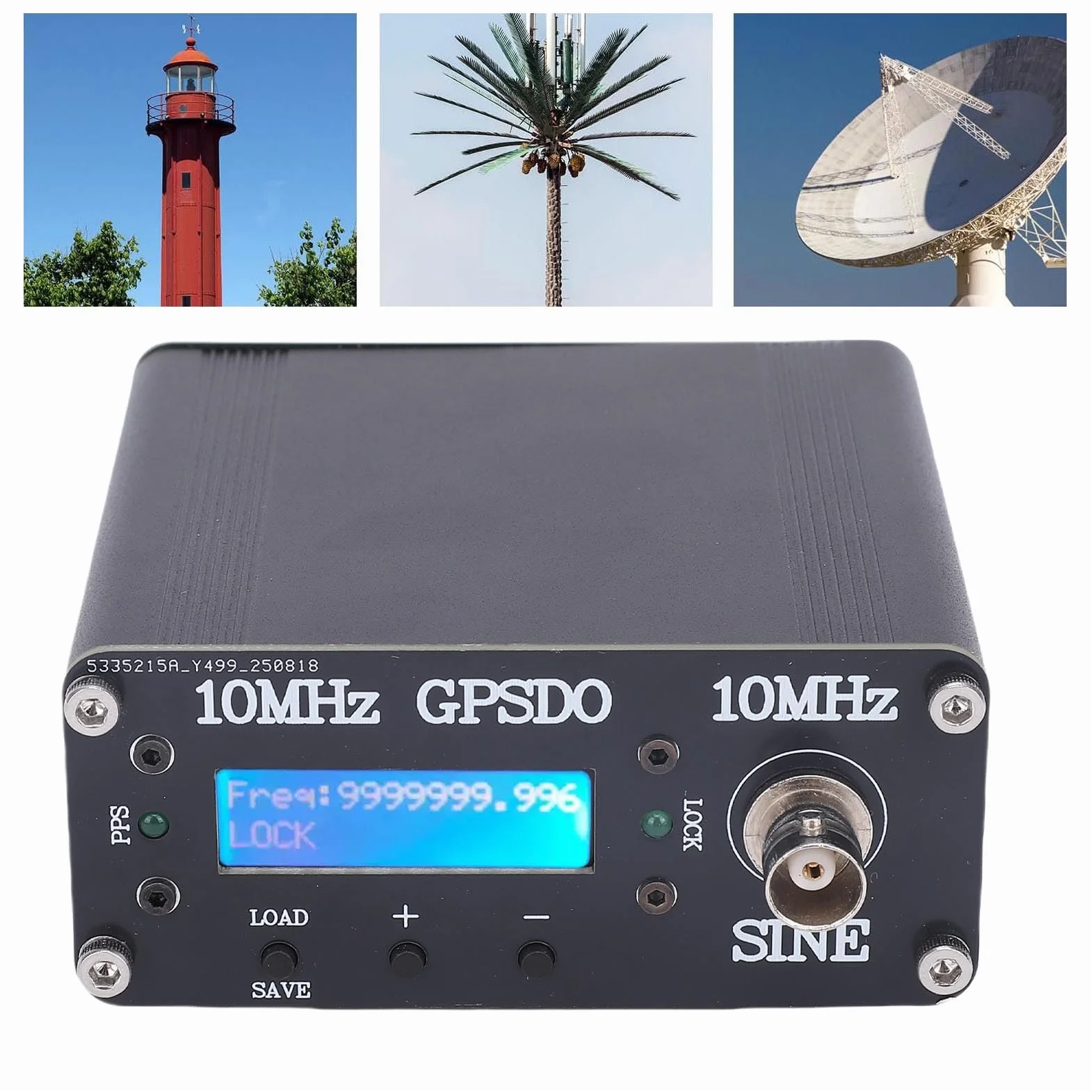 Jectse Oscilador Disciplinado GPS Portátil, Reloj GPSDO OCXO 10MHz Fuente de Señal Salida Cuadrada DC12V