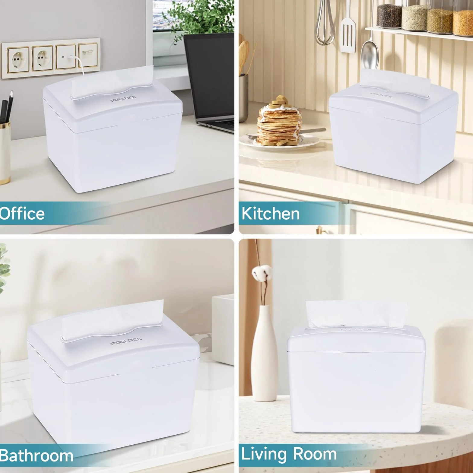 Pollock Dispensador de Servilletas de Sobremesa, Toallas de Mano, Papel Secamanos, Base Antideslizante, Gran Capacidad, Blanco